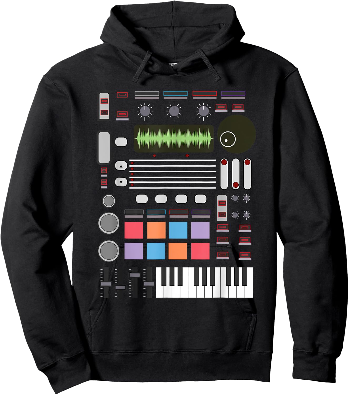 Cute Electronic Musician Lover Synthesizer Designs -Adults Kids Black Small Music Producer Artist Gift Women Beat Makers Hoodie - Hoodie | Black