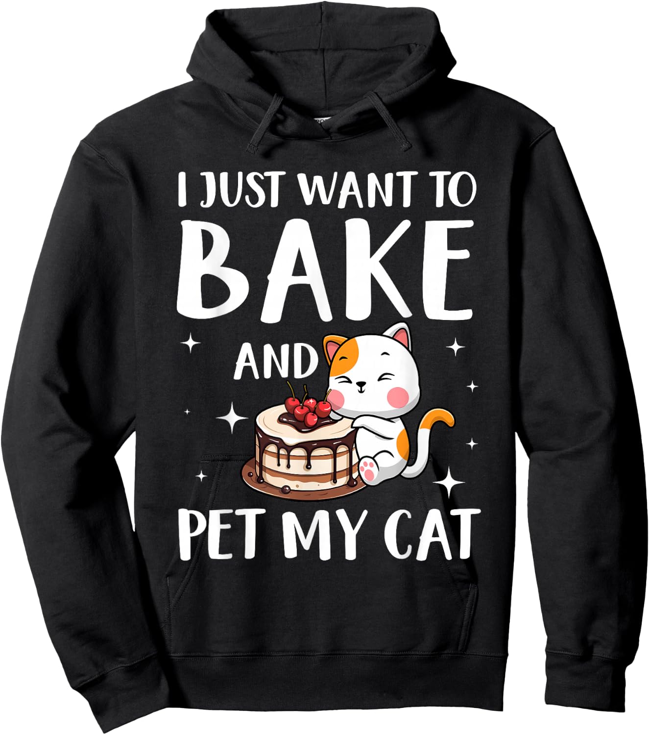 Funny Cat Baking Design Men Women Cake Baker Baking Lover Hoodie - Hoodie | Black