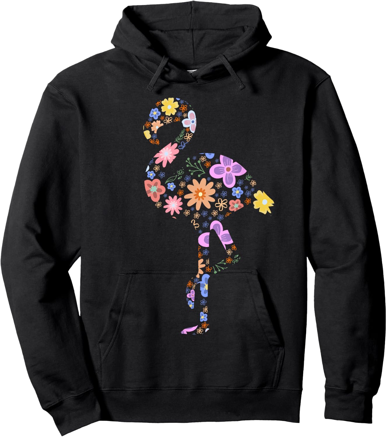 Flamingo Flower Silhouette Lover Gifts Lover Flamingos Gift Hoodie - Hoodie | Black