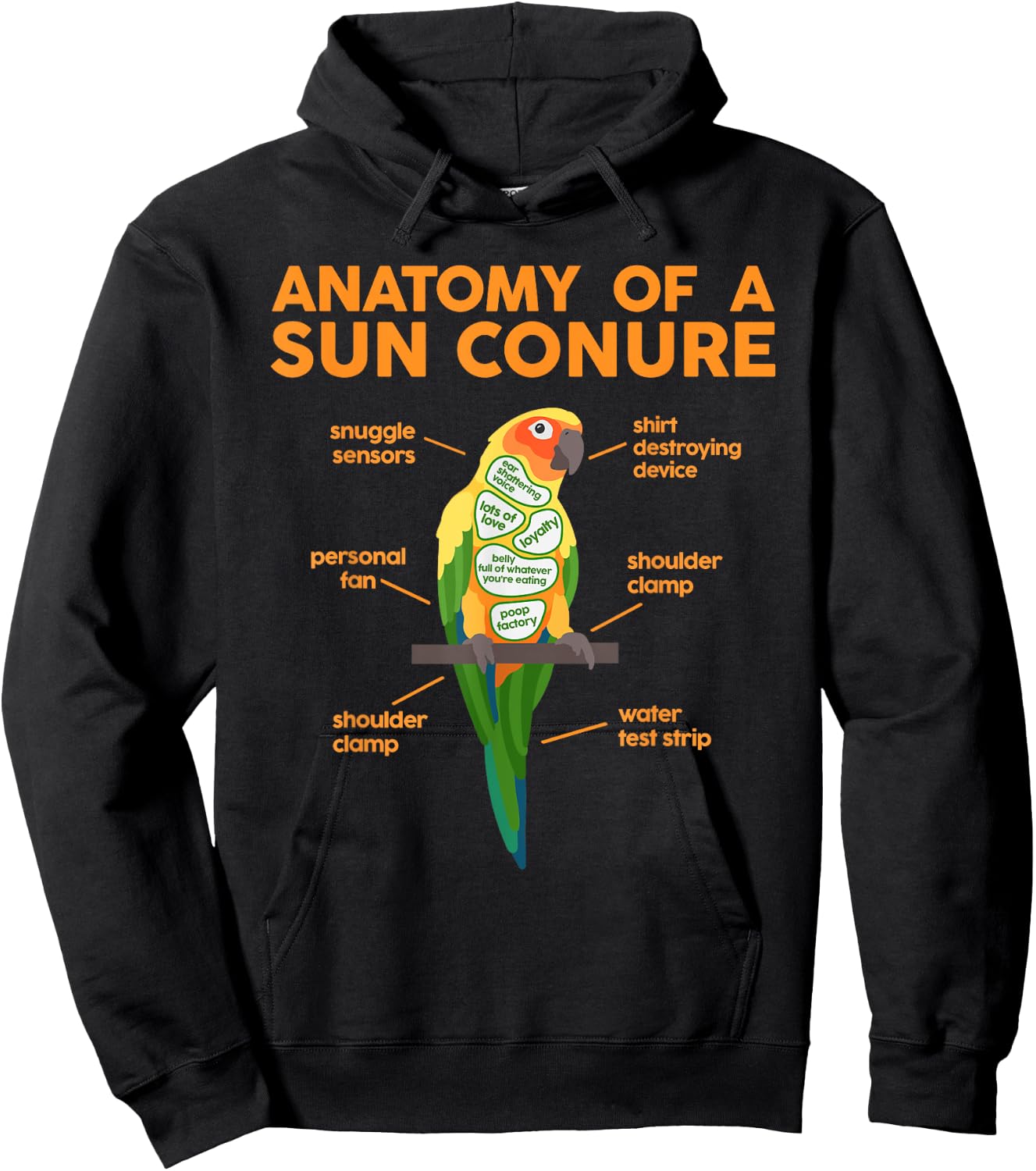 Funny Sun Conure Bird Lover Parrot Animals Pet Owner Gifts Hoodie - Hoodie | Black
