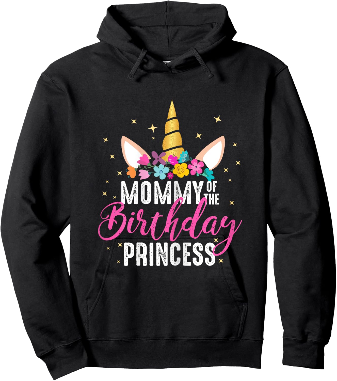 Mommy Of The Birthday Princess Mother Girl Unicorn Birthday Hoodie - Hoodie | Black