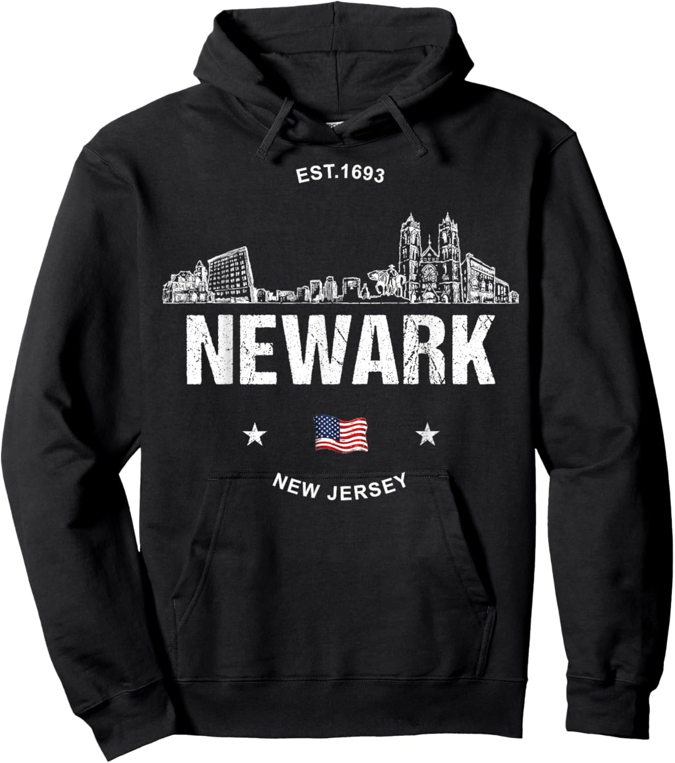 Newark New Jersey Skyline Hoodie - Hoodie | Black