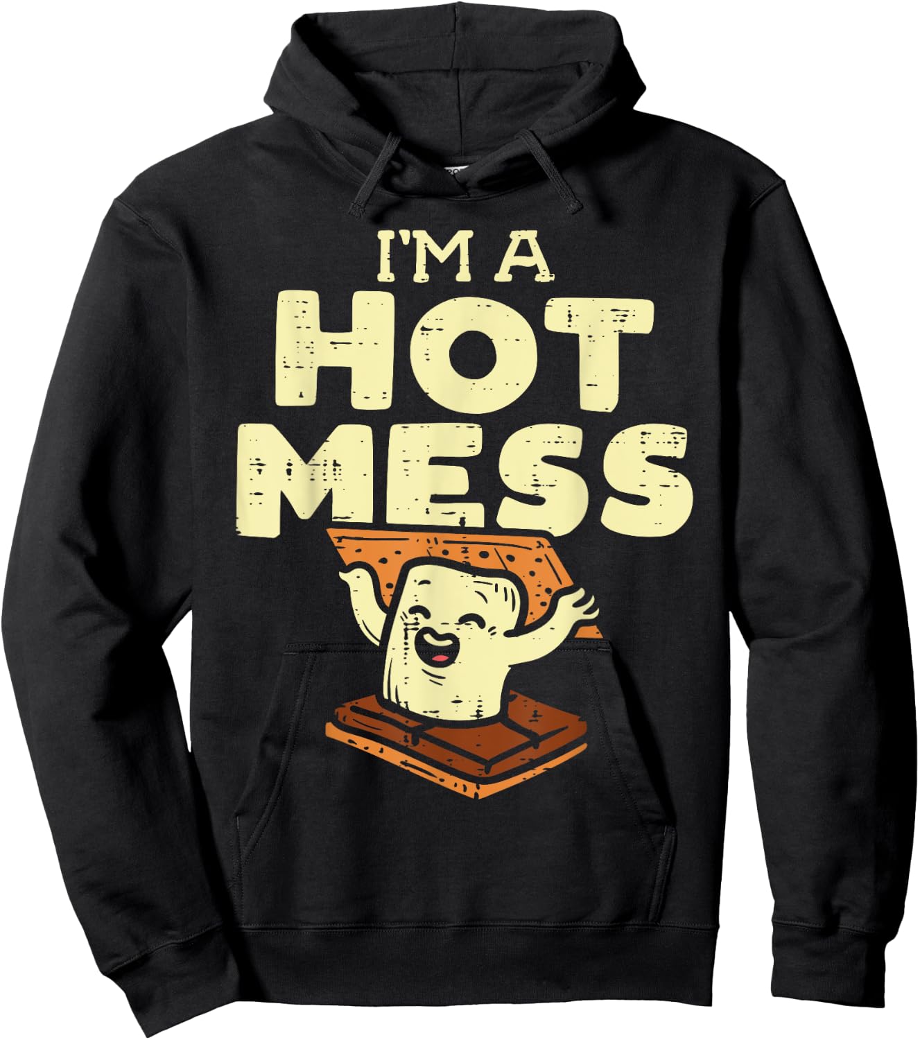 Im A Hot Mess Smore Funny Camping Bonfire Marshmallow Camper Hoodie - Hoodie | Black