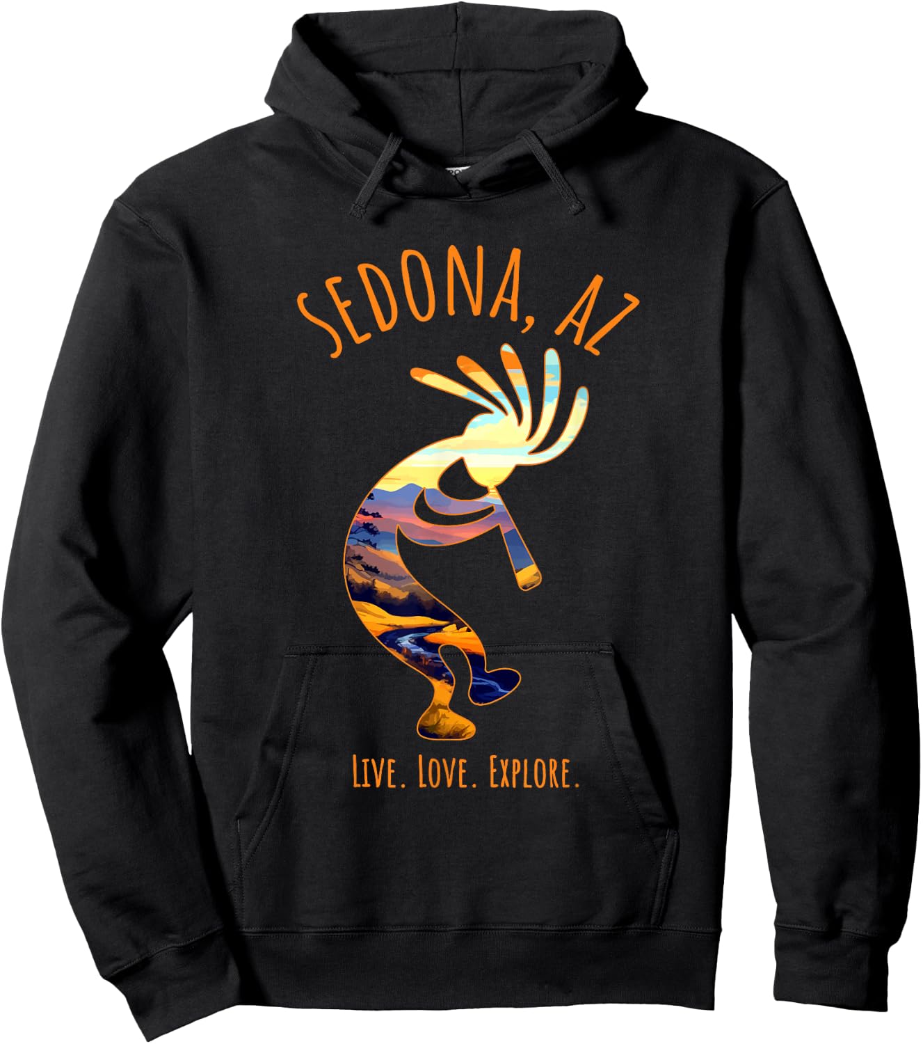 Sedona Arizona USA Dancing Kokopelli Southwest Design Hoodie - Hoodie | Black