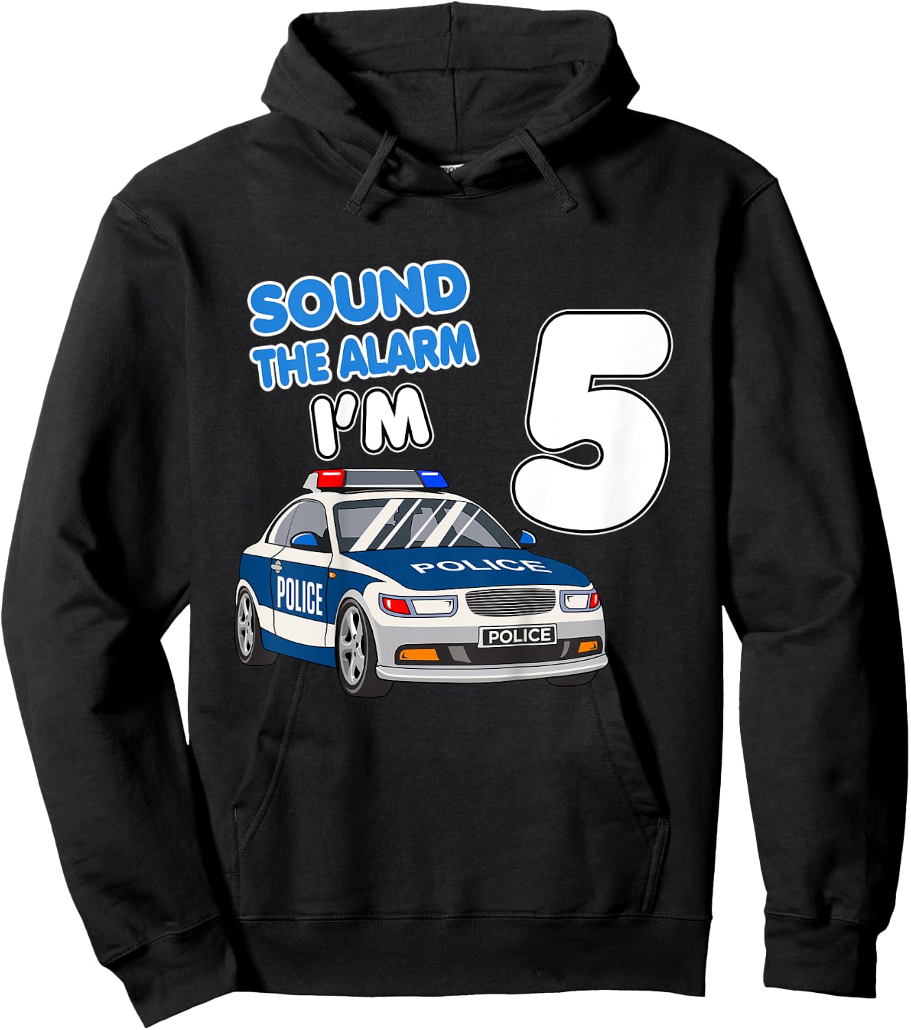Kids Police Car 5th Birthday Shirt Boy 5 Cop Policeman Officer Hoodie - Hoodie | Black