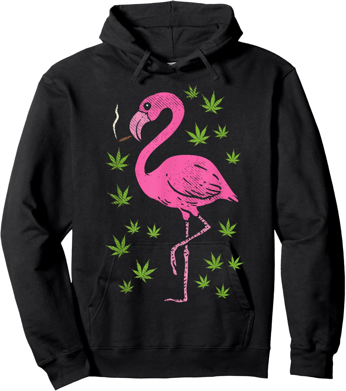 Flamingo Bird Smoking Weed Cannabis Blunt 420 Stoner Gift Hoodie - Hoodie | Black