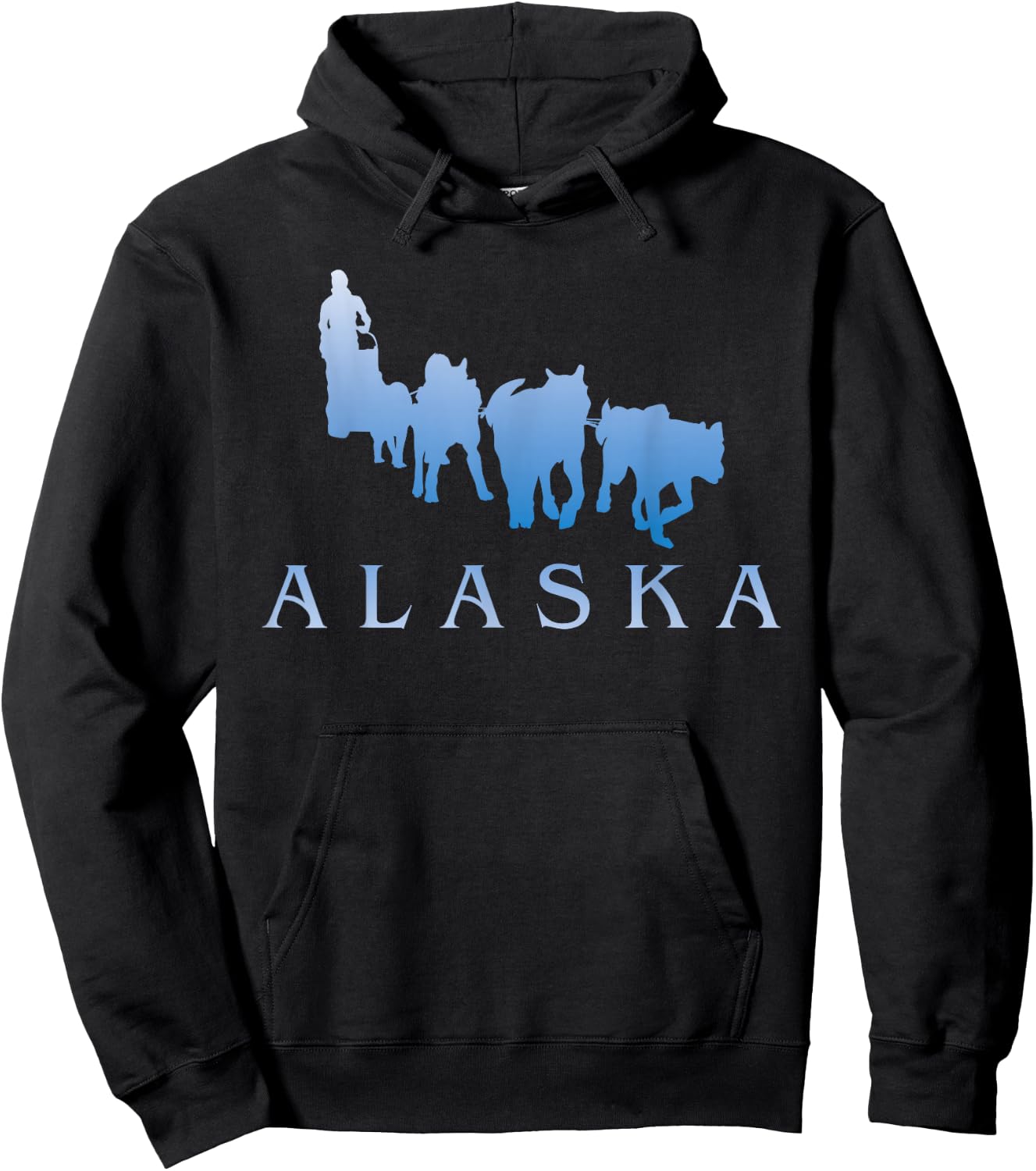 Alaska Sled Dogs Mushing Team Snow Sledding Mountain Scene Hoodie - Hoodie | Black