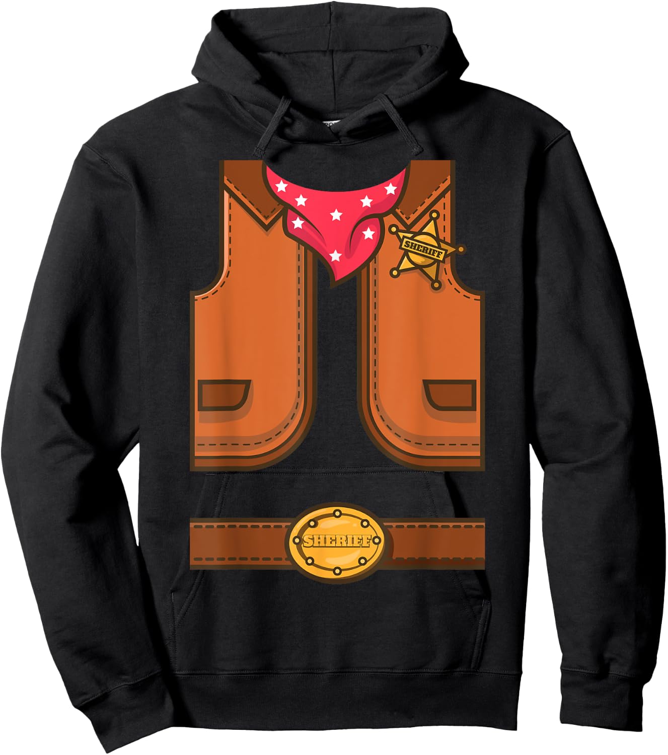 Funny Western Sheriff Halloween Cowboy Vest Simple Costume Hoodie - Hoodie | Black