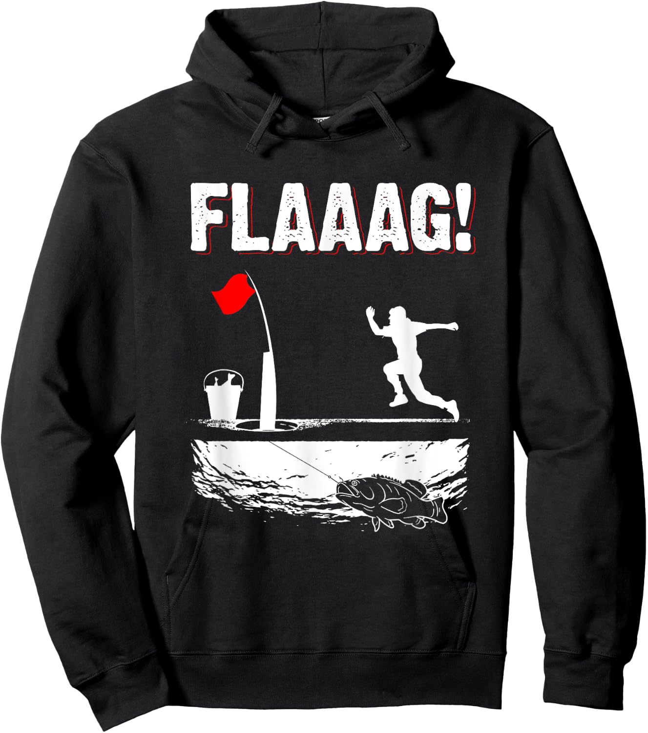 Ice Fishing Tip Up Flag Run for Ice Fishing Flag Men Hoodie - Hoodie | Black