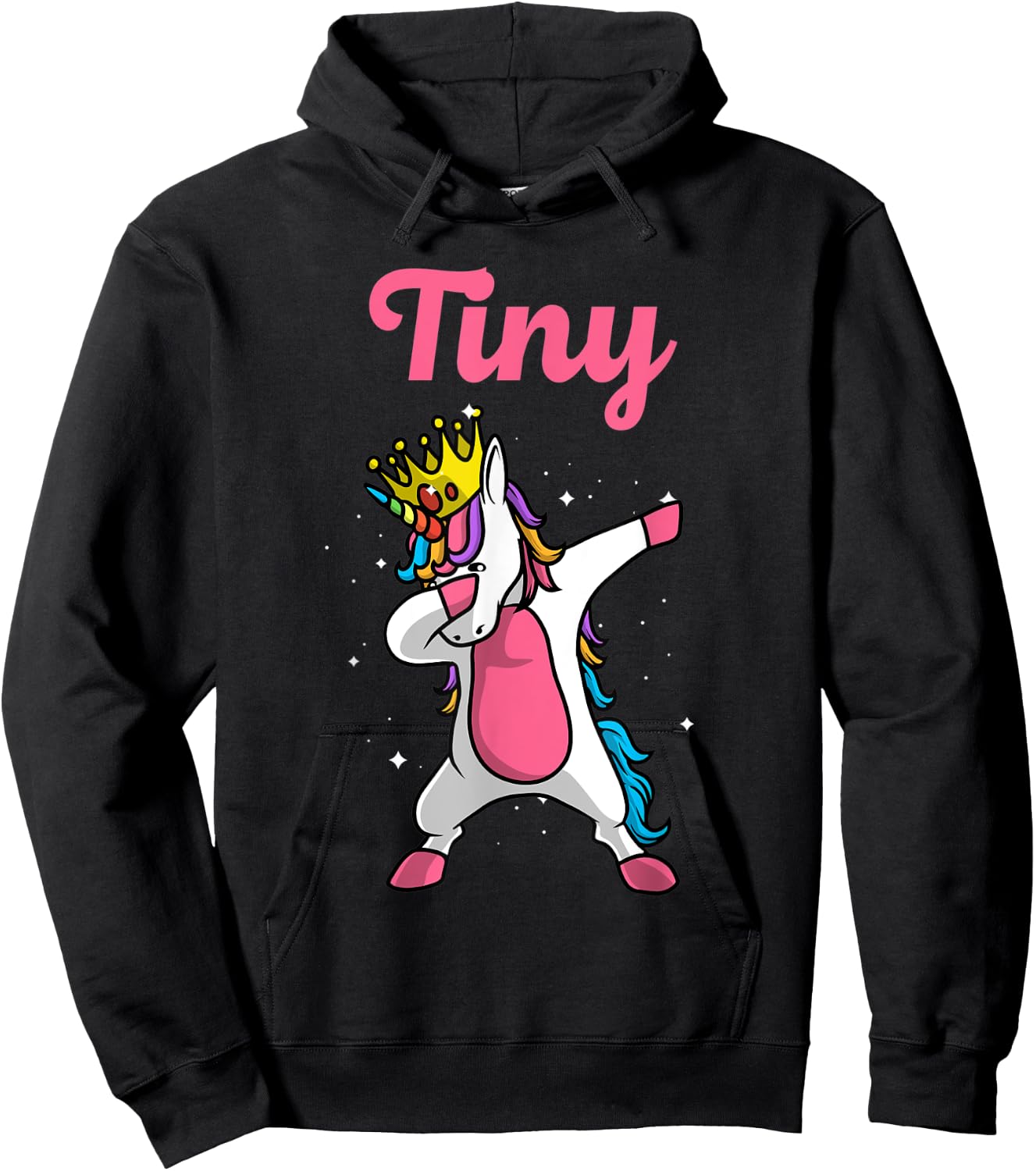 TINY Name Personalized Birthday Dabbing Unicorn Queen Hoodie - Hoodie | Black
