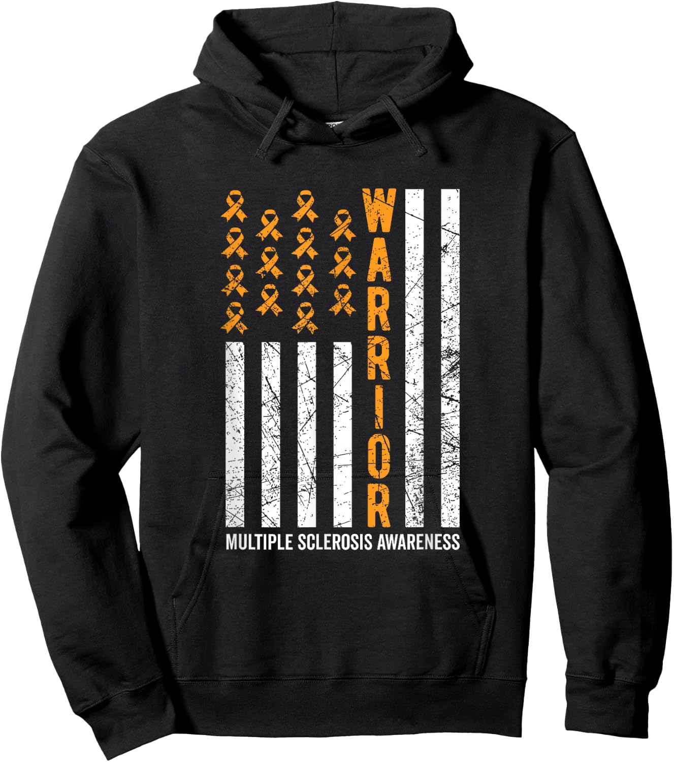 Orange Warrior & Men Multiple Sclerosis Awareness Hoodie - Hoodie | Black