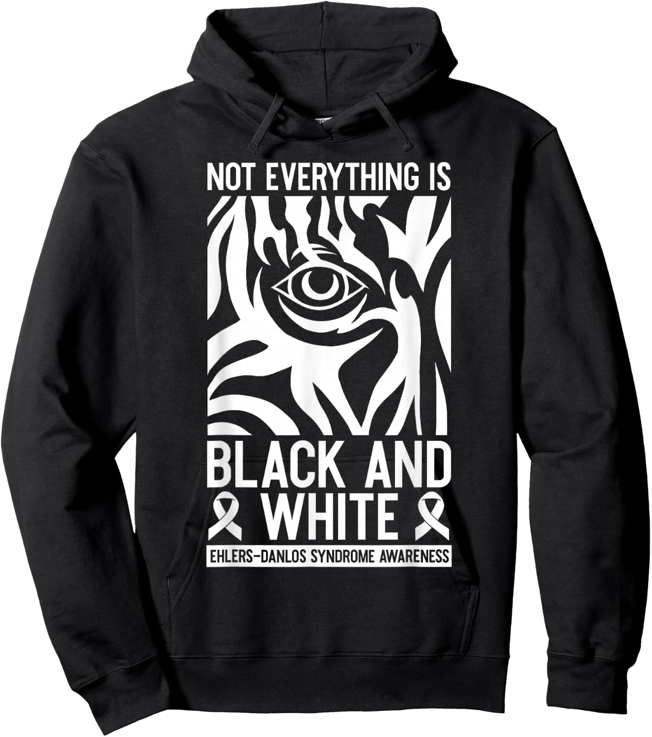 Black And White Ribbon Ehlers Danlos Zebra Rheumatologists Hoodie - Hoodie | Black