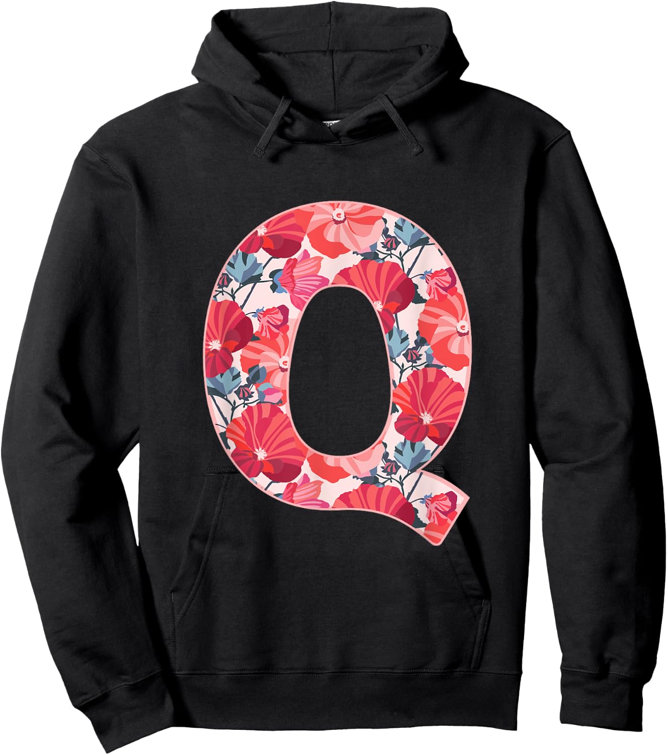 Letter Q Alphabet First Name Consonant Flower Garden Gift Hoodie - Hoodie | Black