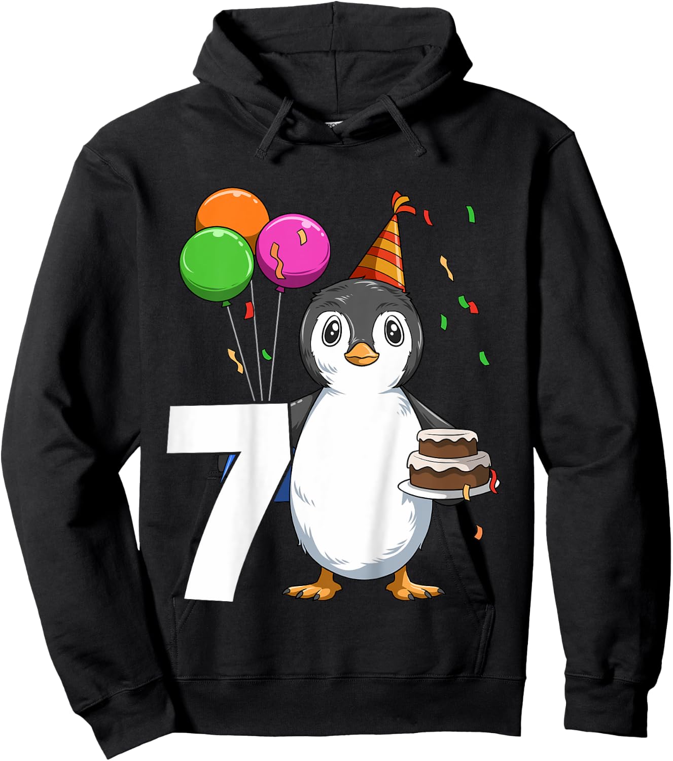 Penguin Birthday 7 Penguin 7th Birthday Outfit Penguin Party Hoodie - Hoodie | Black
