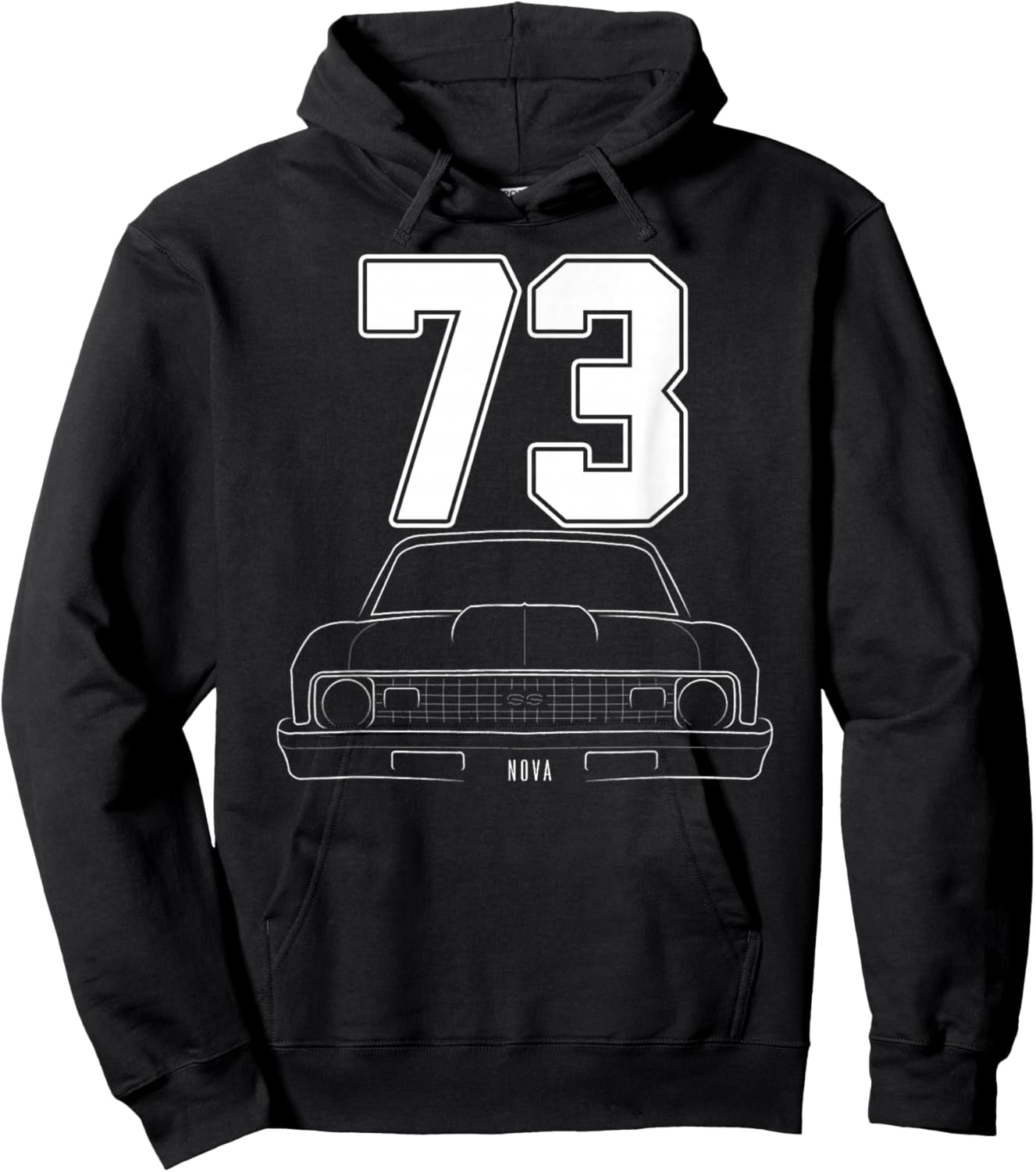 1973 73 Chevys Nova 2 Classic Car Old School Muscle Car Hoodie - Hoodie | Black