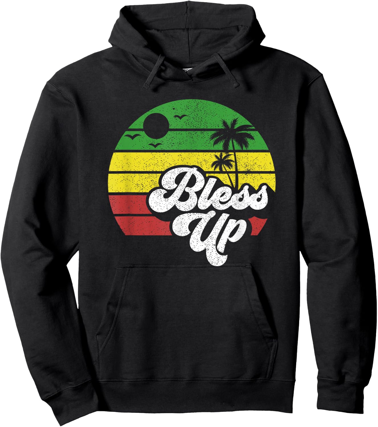 Bless Up Jamaica Rasta Roots Rock Reggae Jamaican Retro Gift Hoodie - Hoodie | Black
