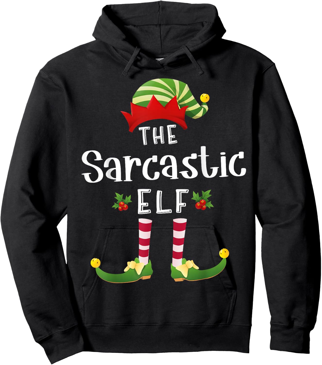 Sarcastic Christmas Elf Matching Pajama X-Mas Party Hoodie - Hoodie | Black