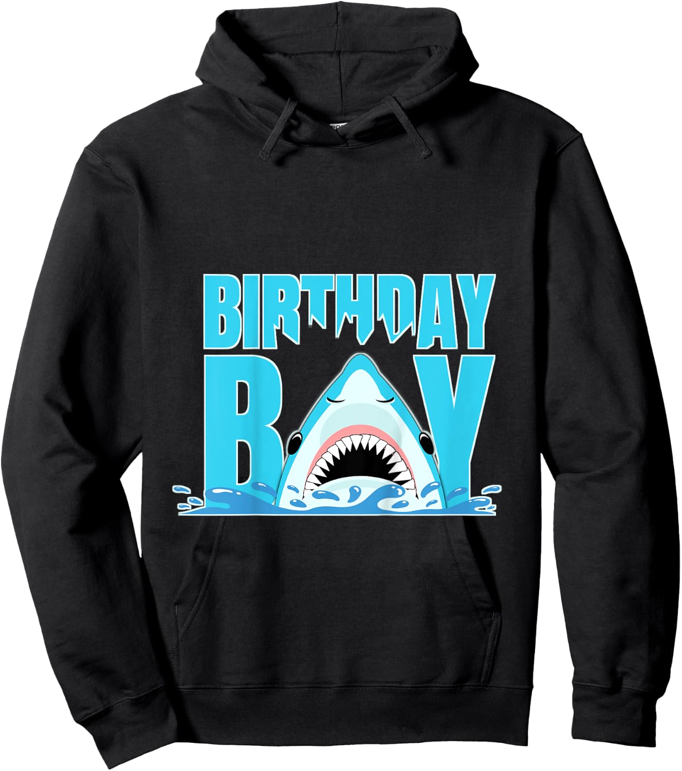 Kids Blue Shark Birthday Party Shark Bite Birthday Boy Hoodie - Hoodie | Black