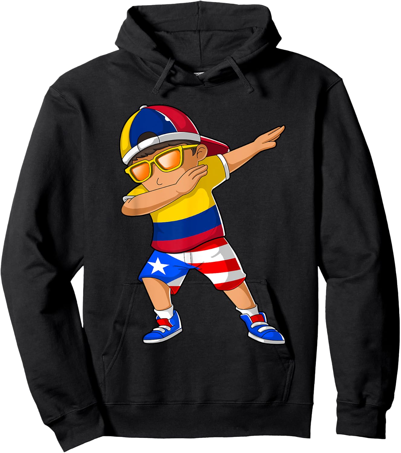 Half Colombian Half Puerto Rican Boy Colombia Flag Hoodie - Hoodie | Black