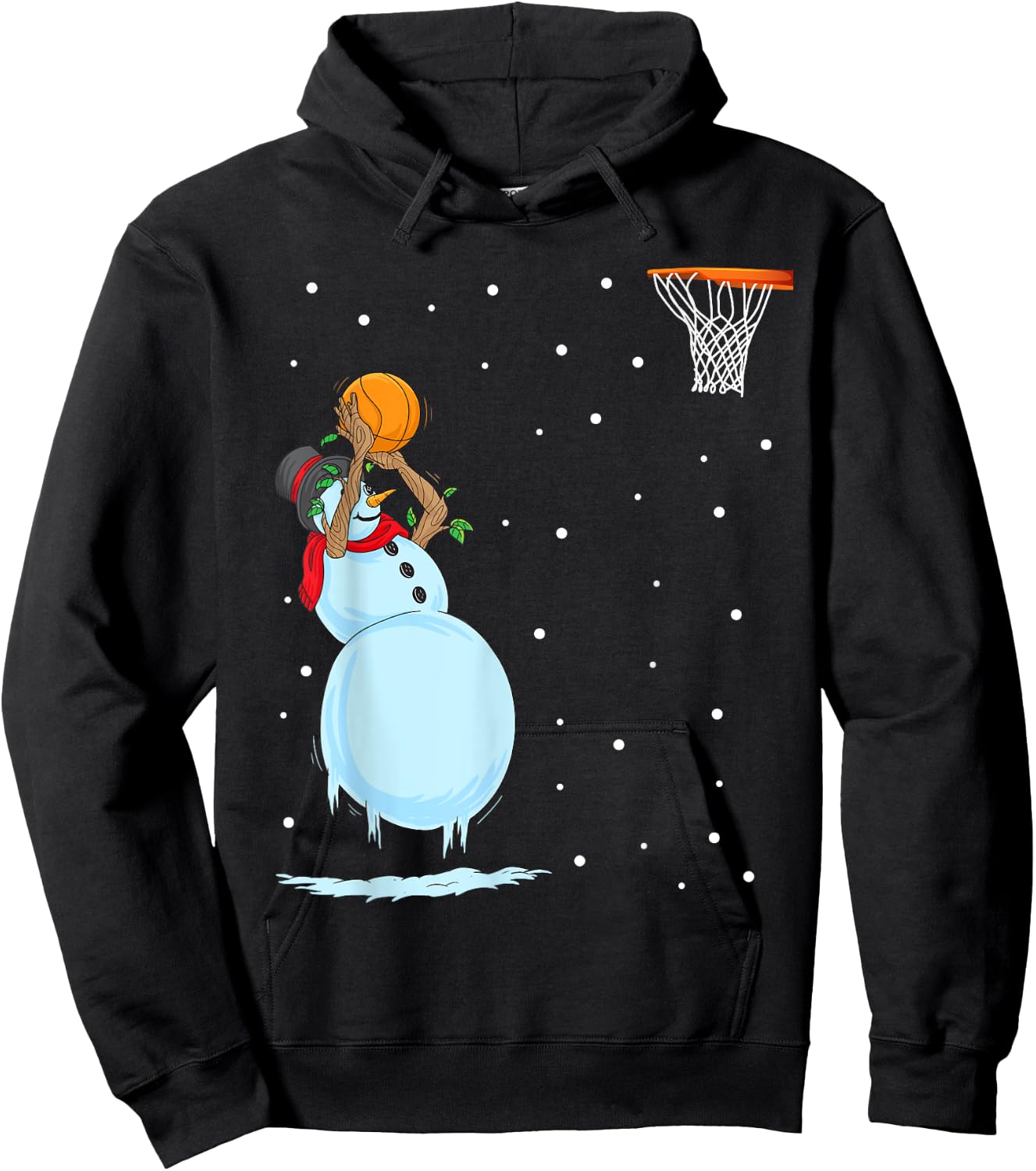 Funny Snowman Basketball Christmas Hoodie - Hoodie | Black
