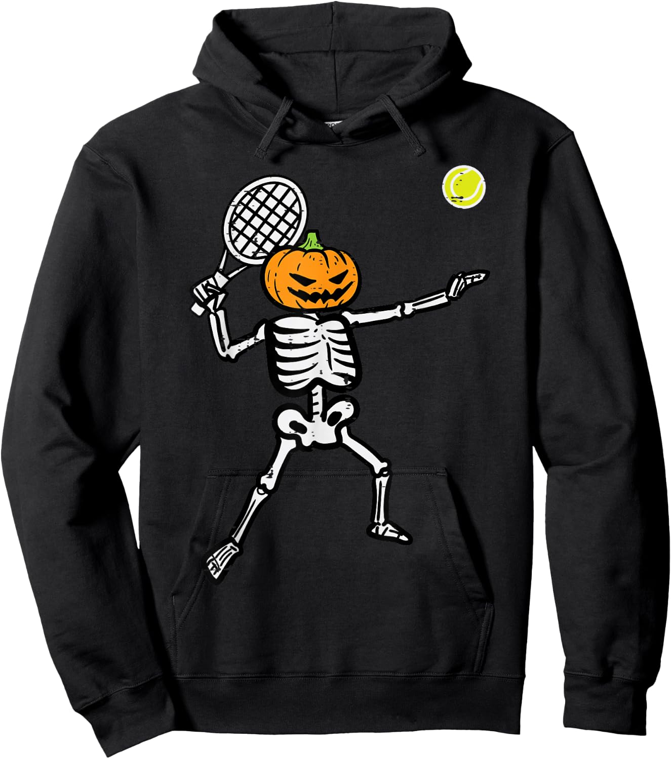 Halloween Pumpkin Skeleton Tennis Costume Men Women Boys Kid Hoodie - Hoodie | Black