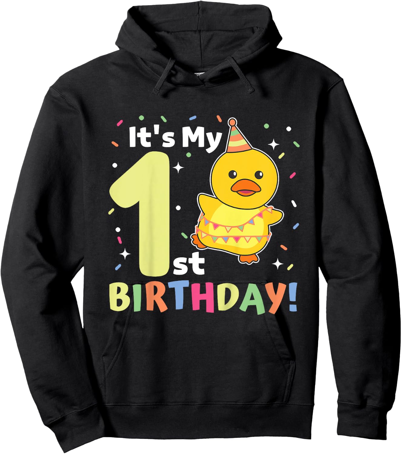Duck 1st Birthday For Kids One Year Old Duck Hoodie - Hoodie | Black
