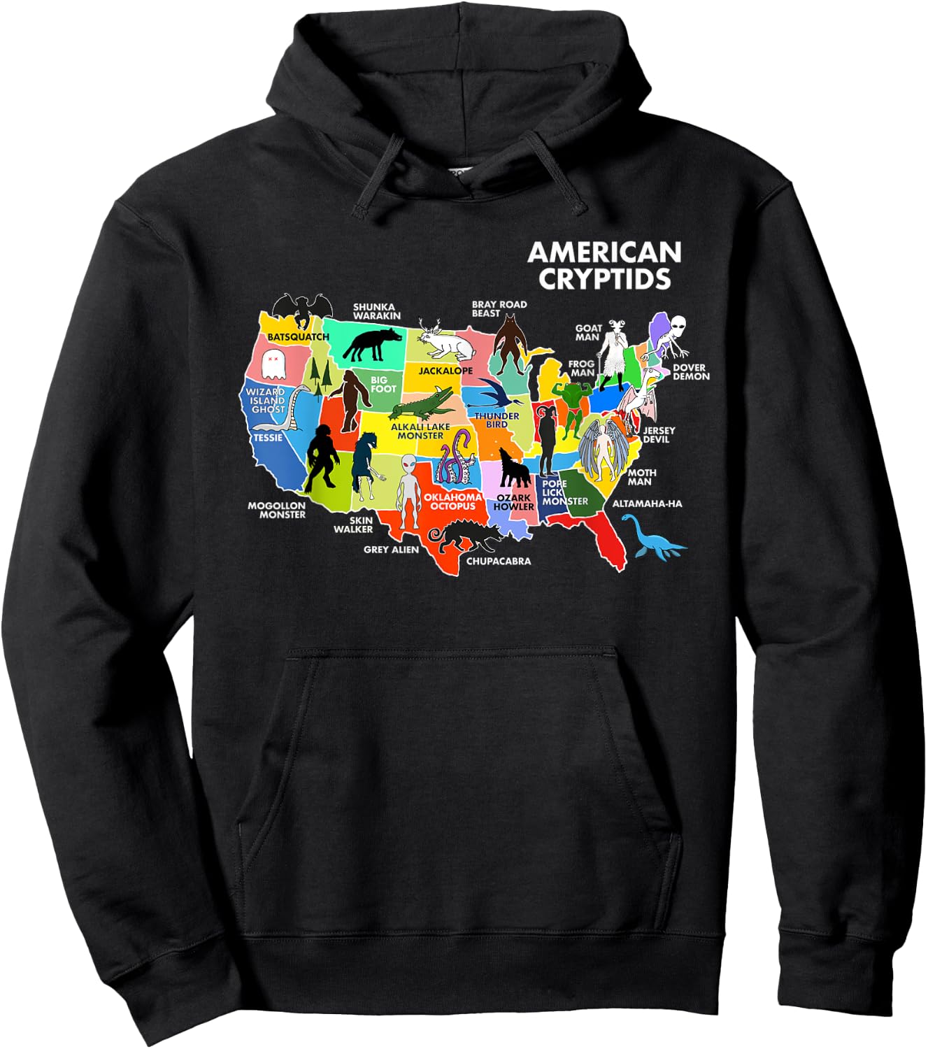 Cryptids Map of the USA Hoodie - Hoodie | Black