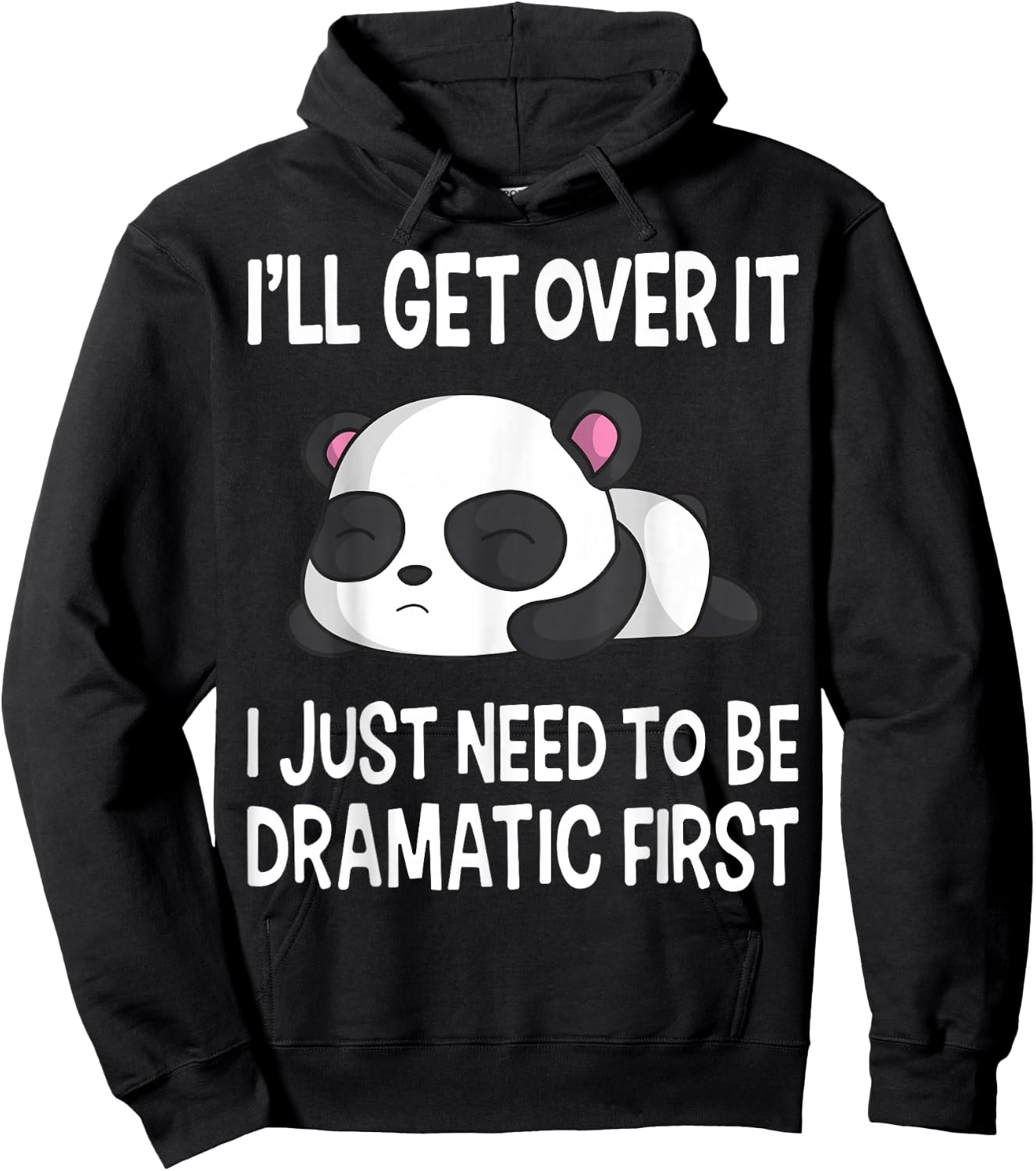 Funny Dramatic Panda Kawaii Bear Face Anime Lovers Hoodie - Hoodie | Black
