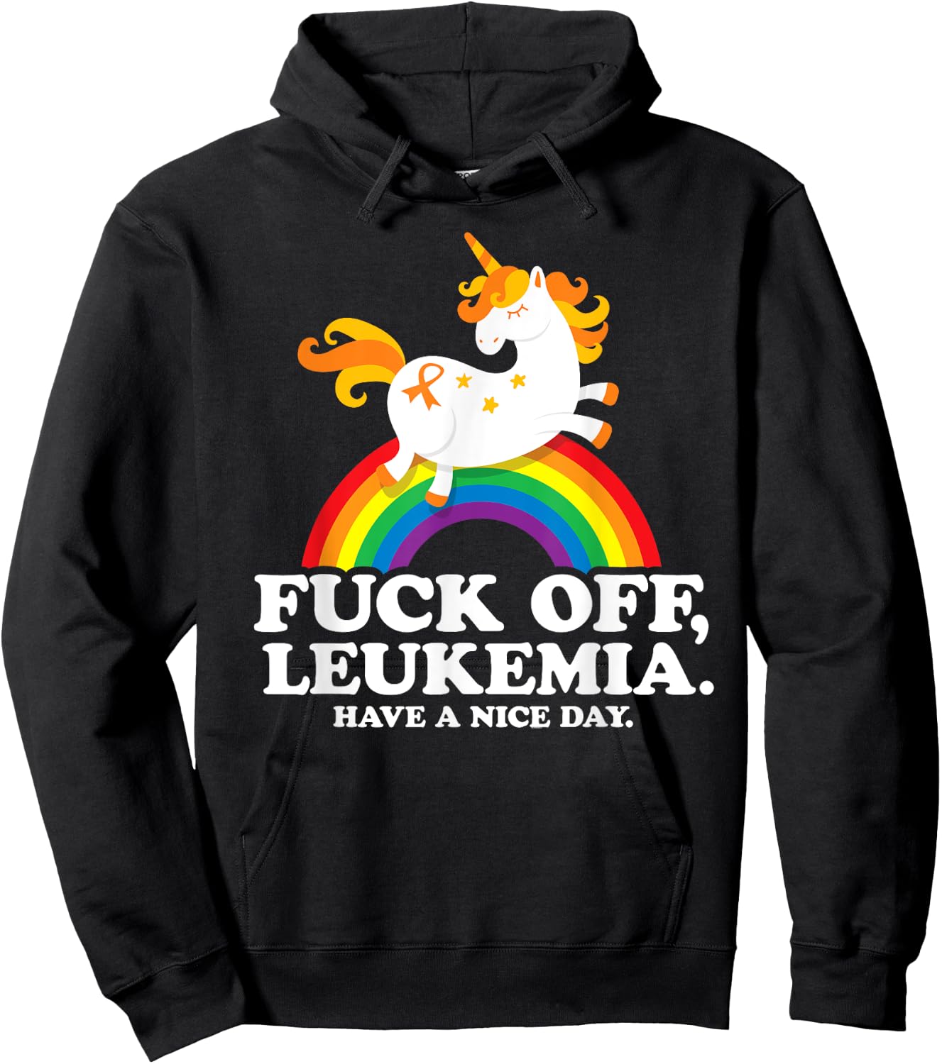 Leukemia Cancer Quote Funny Fuck Off Leukemia Slogan Unicorn Hoodie - Hoodie | Black