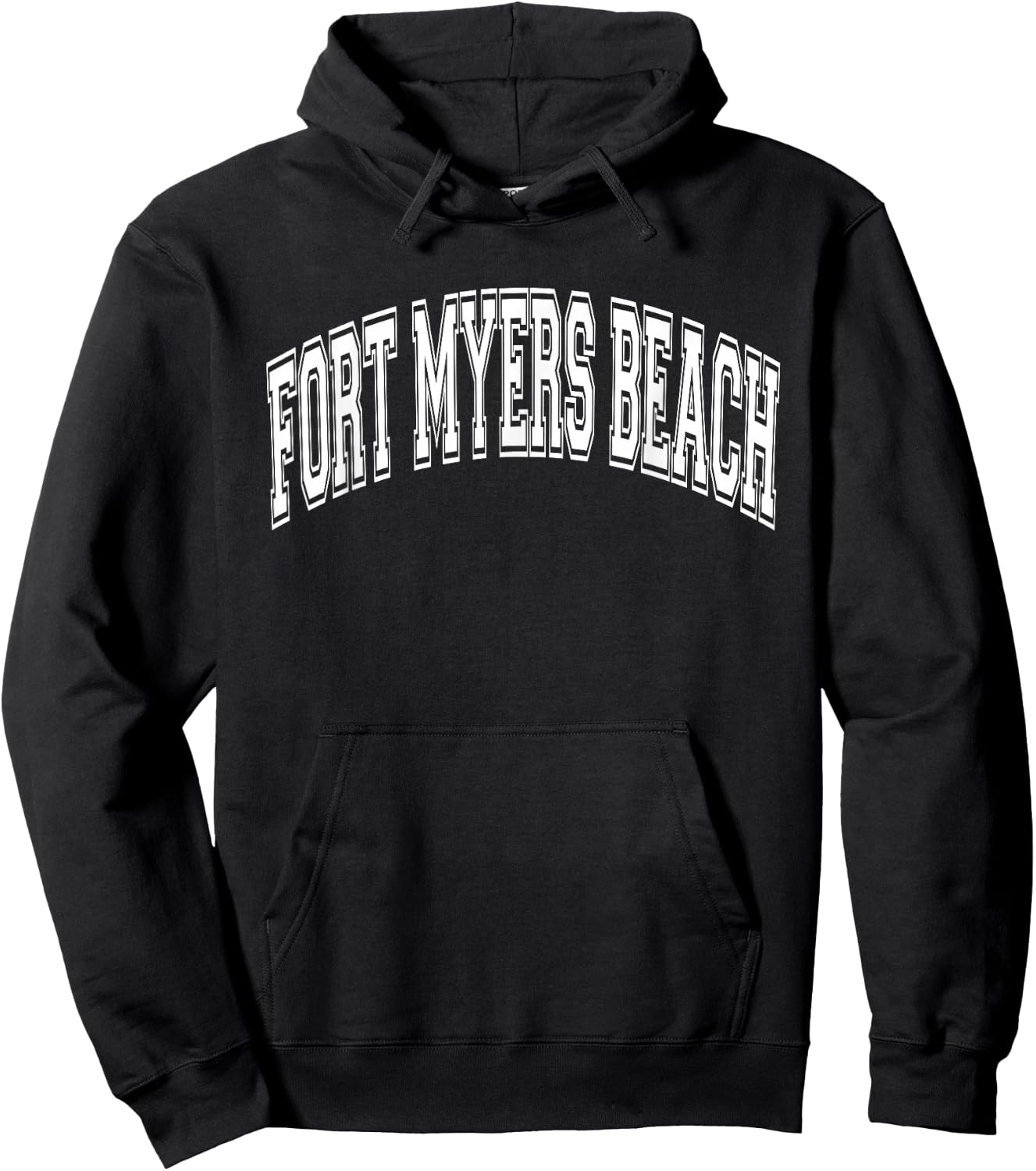 Fort Myers Beach Arched White Text Hoodie - Hoodie | Black