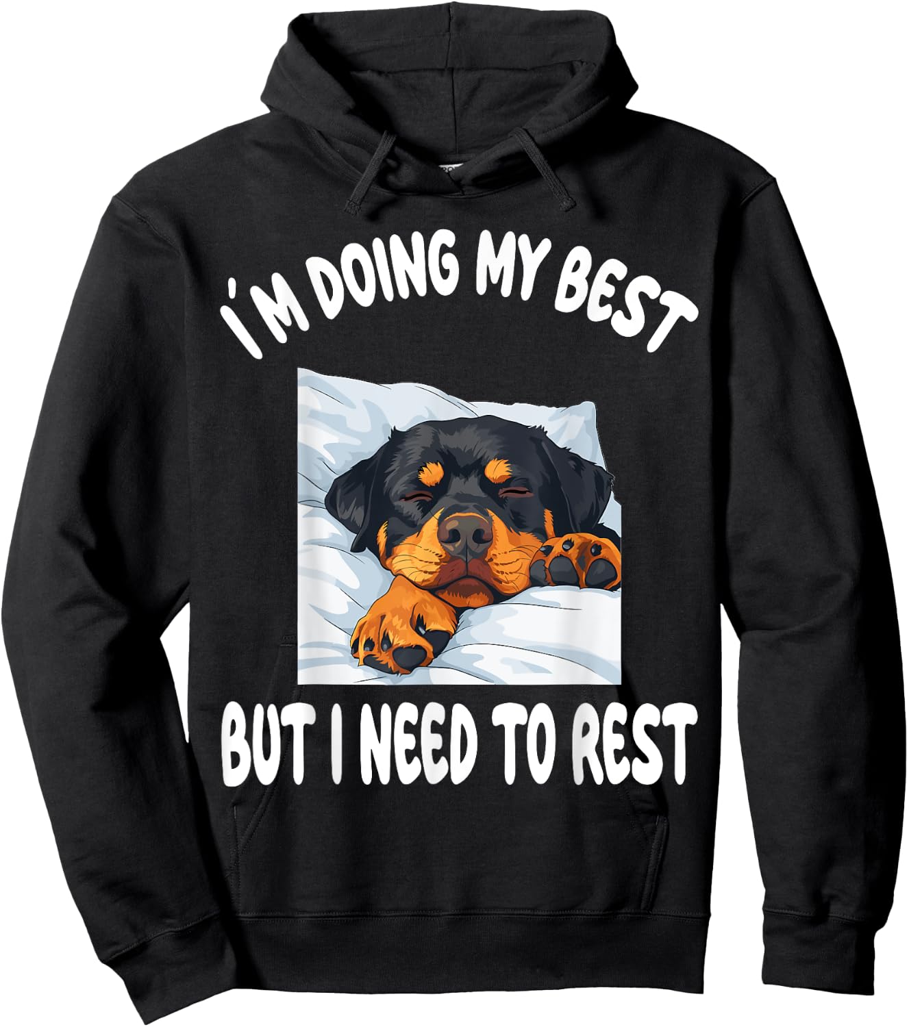 Rottweiler Rottie Dog Pajamas Nightgown Sleeping Napping Women Kids Hoodie - Hoodie | Black