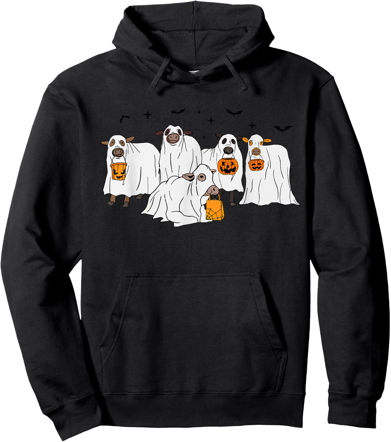 Funny Cow Ghost Halloween Farmer Trick Or Treat Cow Lover Hoodie - Hoodie | Black