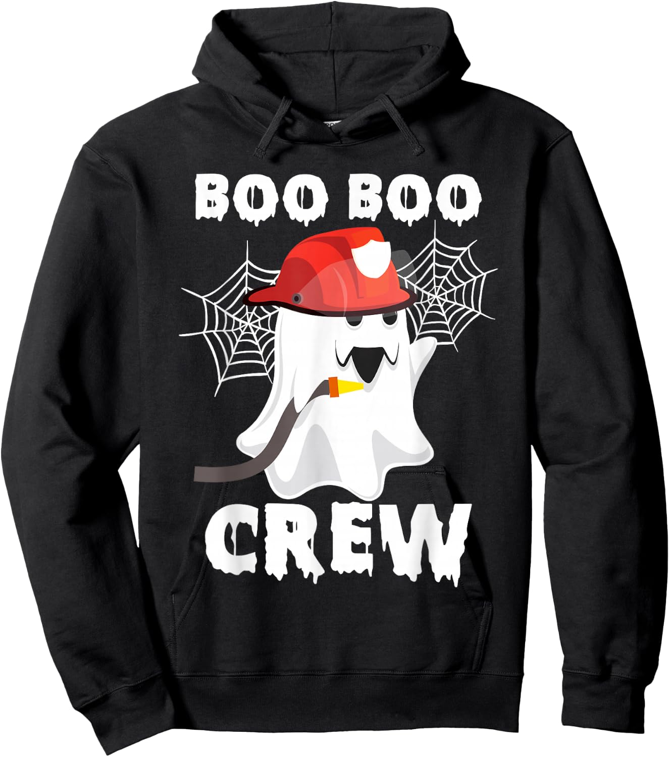 Firefighter Boo Boo Crew Halloween Ghost Fireman Costumes Hoodie - Hoodie | Black