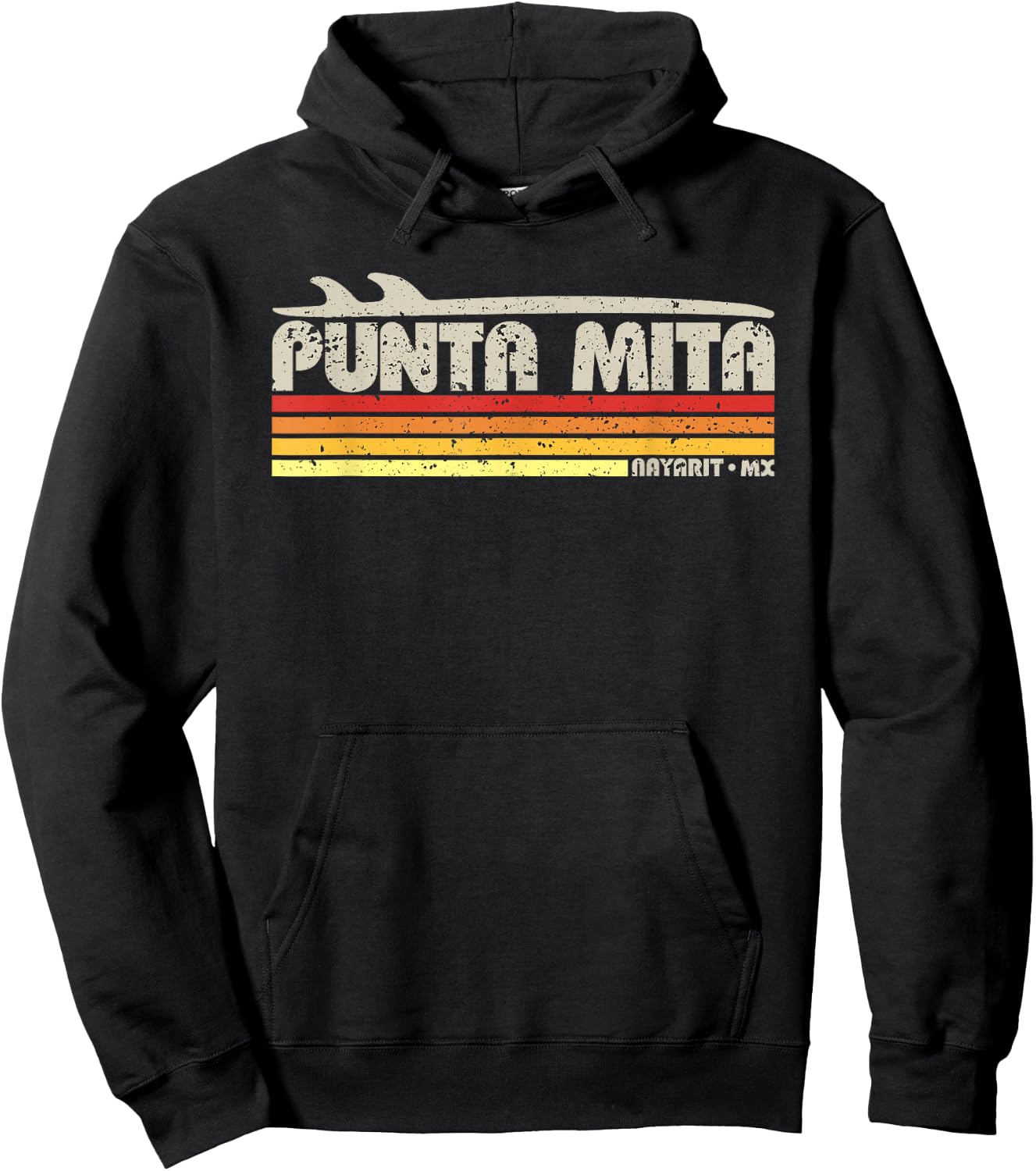 Punta Mita Nayarit Mexico - Retro Surf Paradise Hoodie - Hoodie | Black