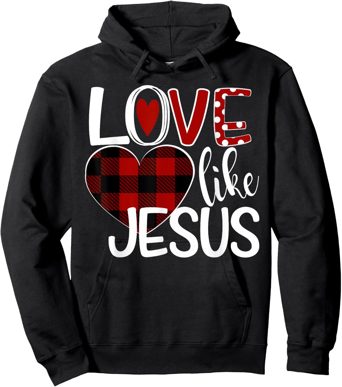 Love Like Jesus Plaid Heart Hoodie - Hoodie | Black