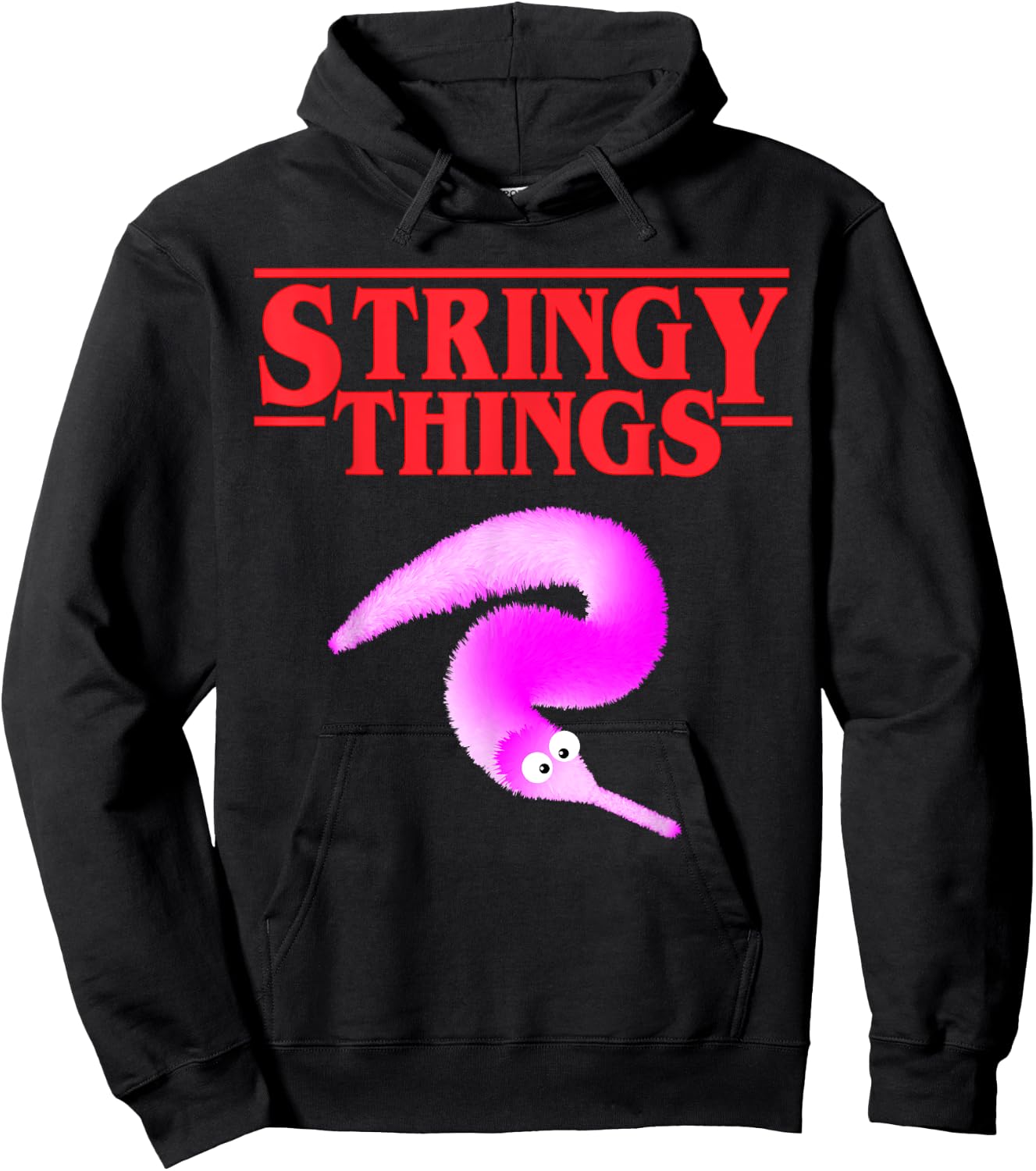 Stringy Things, Fuzzy Magic Worm on a String Dank Meme Gift Hoodie - Hoodie | Black