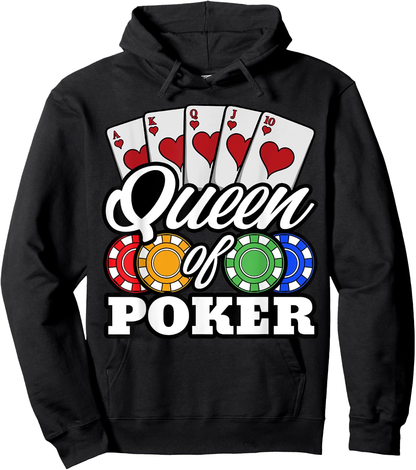 Poker Queen Gambling Casino Card Game Hand Bluff Fold Hoodie - Hoodie | Black