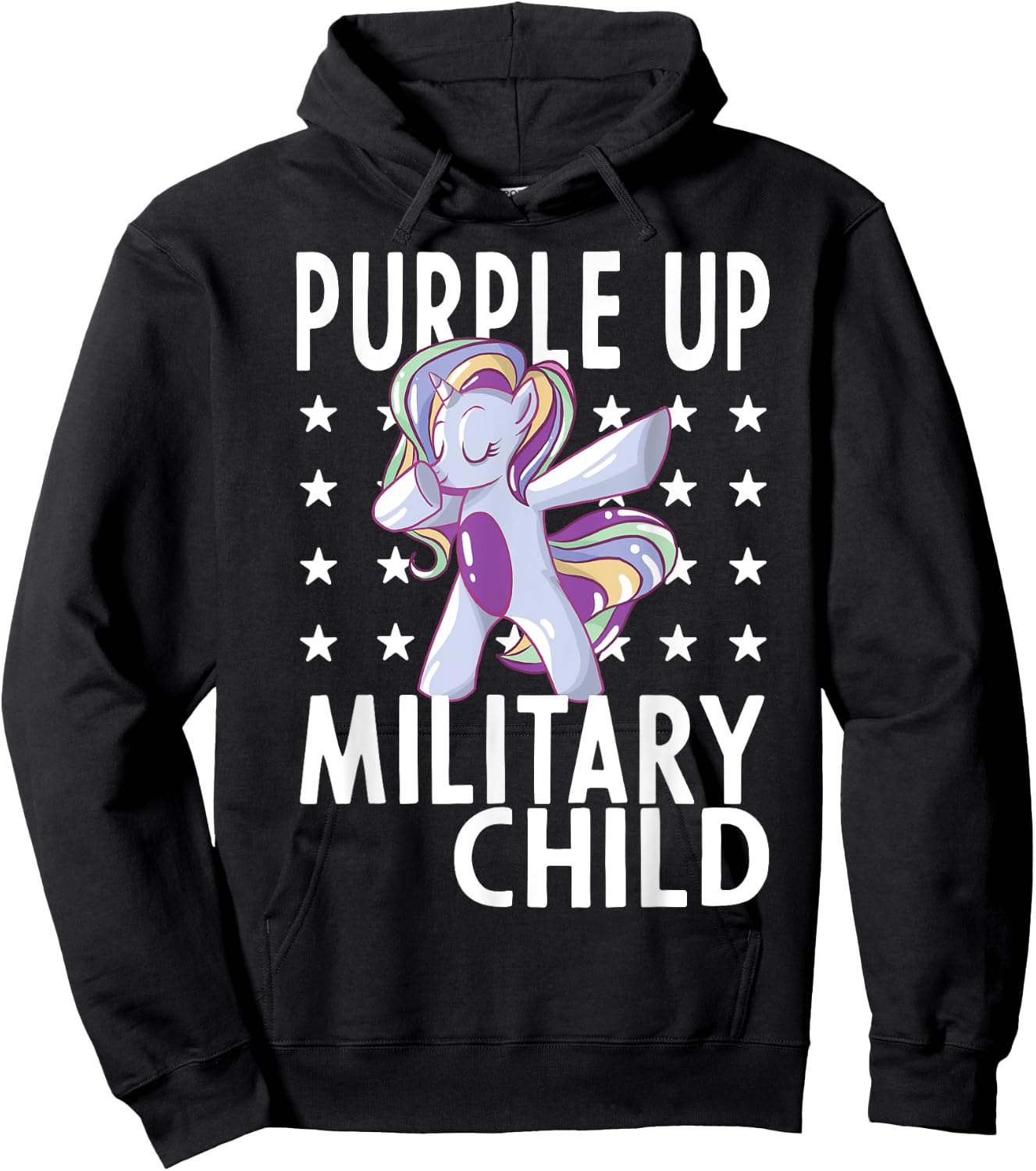 Awareness Month Purple Up Military Child 2023 Unicorn Kids Hoodie - Hoodie | Black