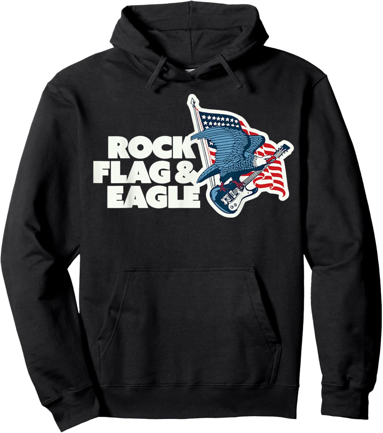 Instrument Rock Bass Flag And Eagle Guitar Animal Retro Hoodie - Hoodie | Black