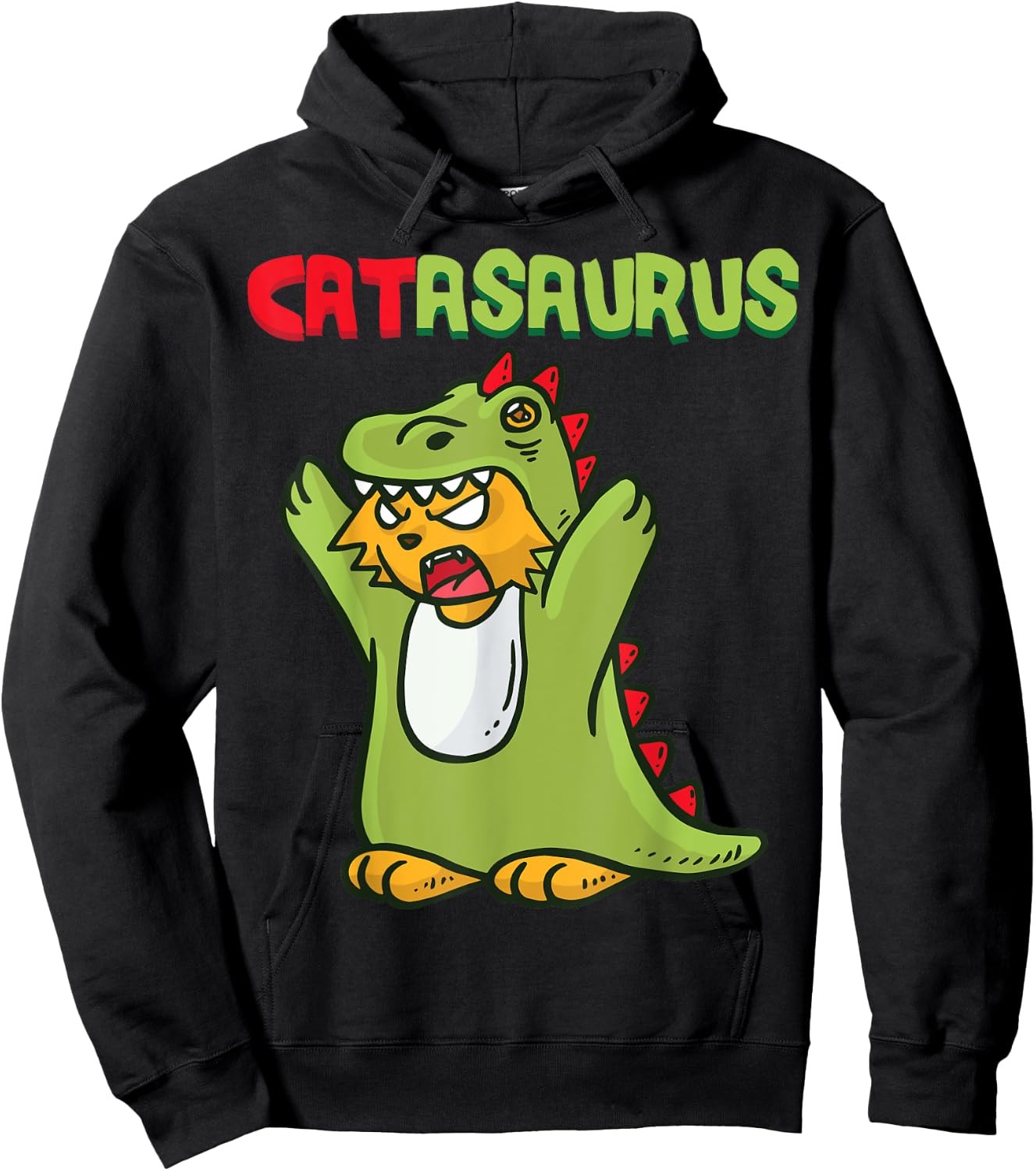 Catasaurus T-Rex Cat Dinosaur Cat Dino Kitten Halloween Women Kids Hoodie - Hoodie | Black