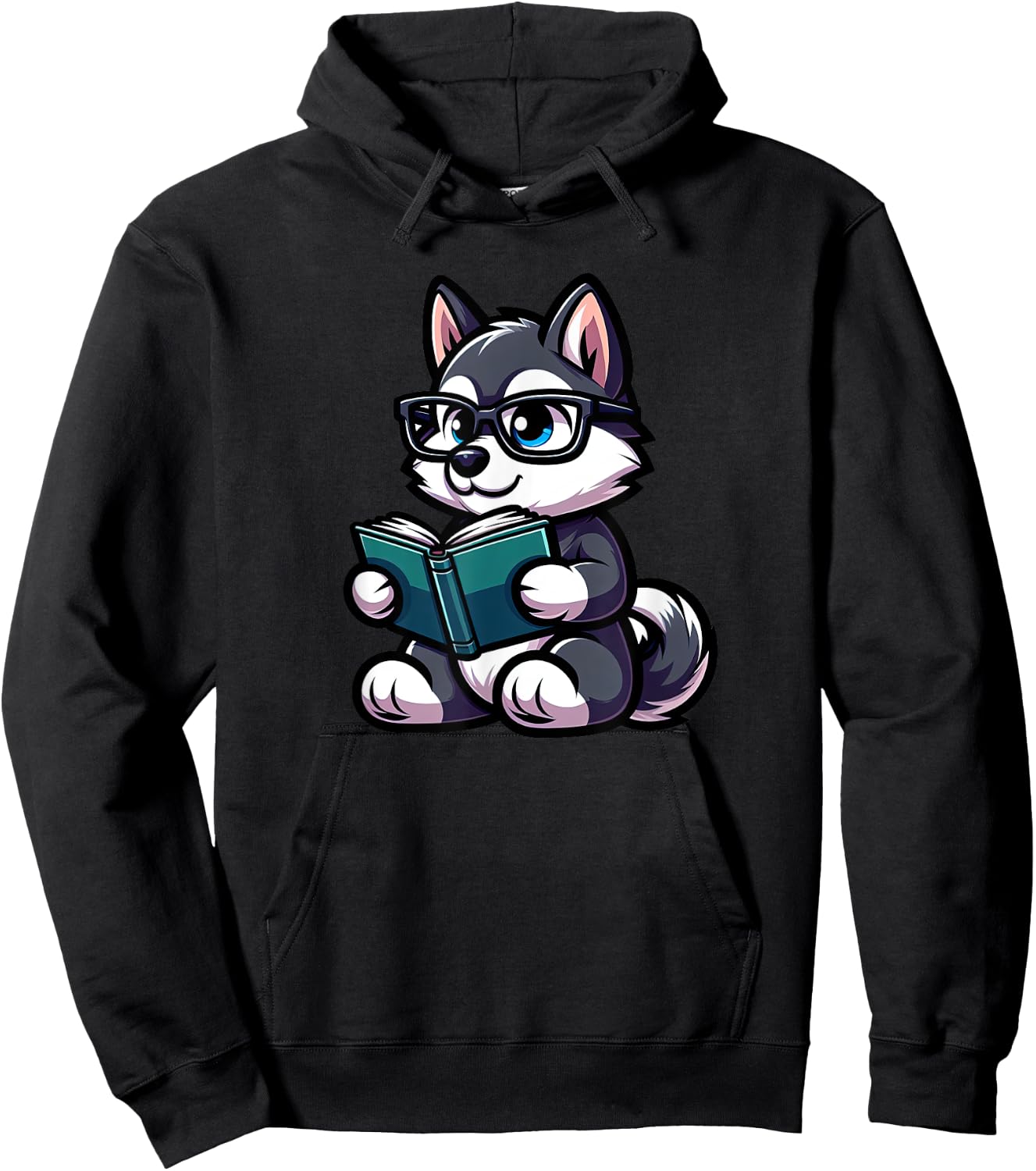 Husky Reading Funny Dog Book Lover Hoodie - Hoodie | Black