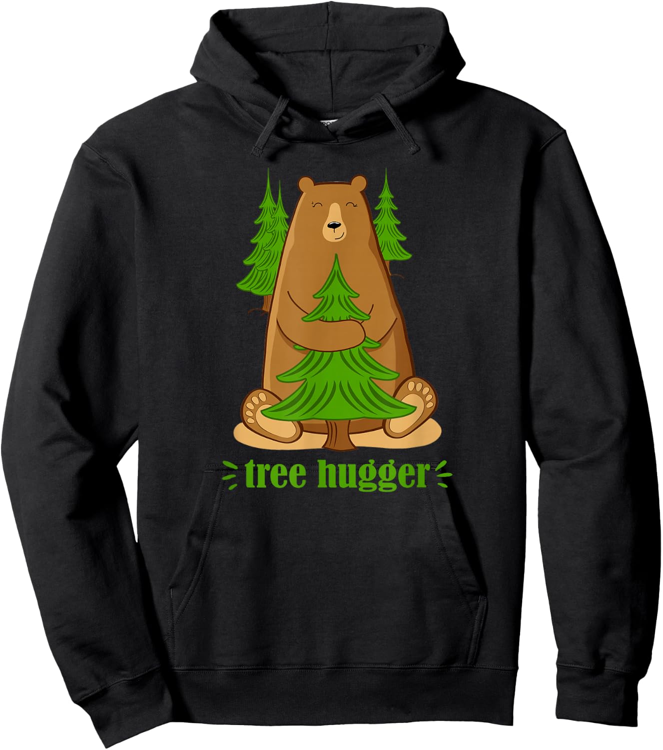 Cute Tree Hugger Bear Hoodie - Hoodie | Black