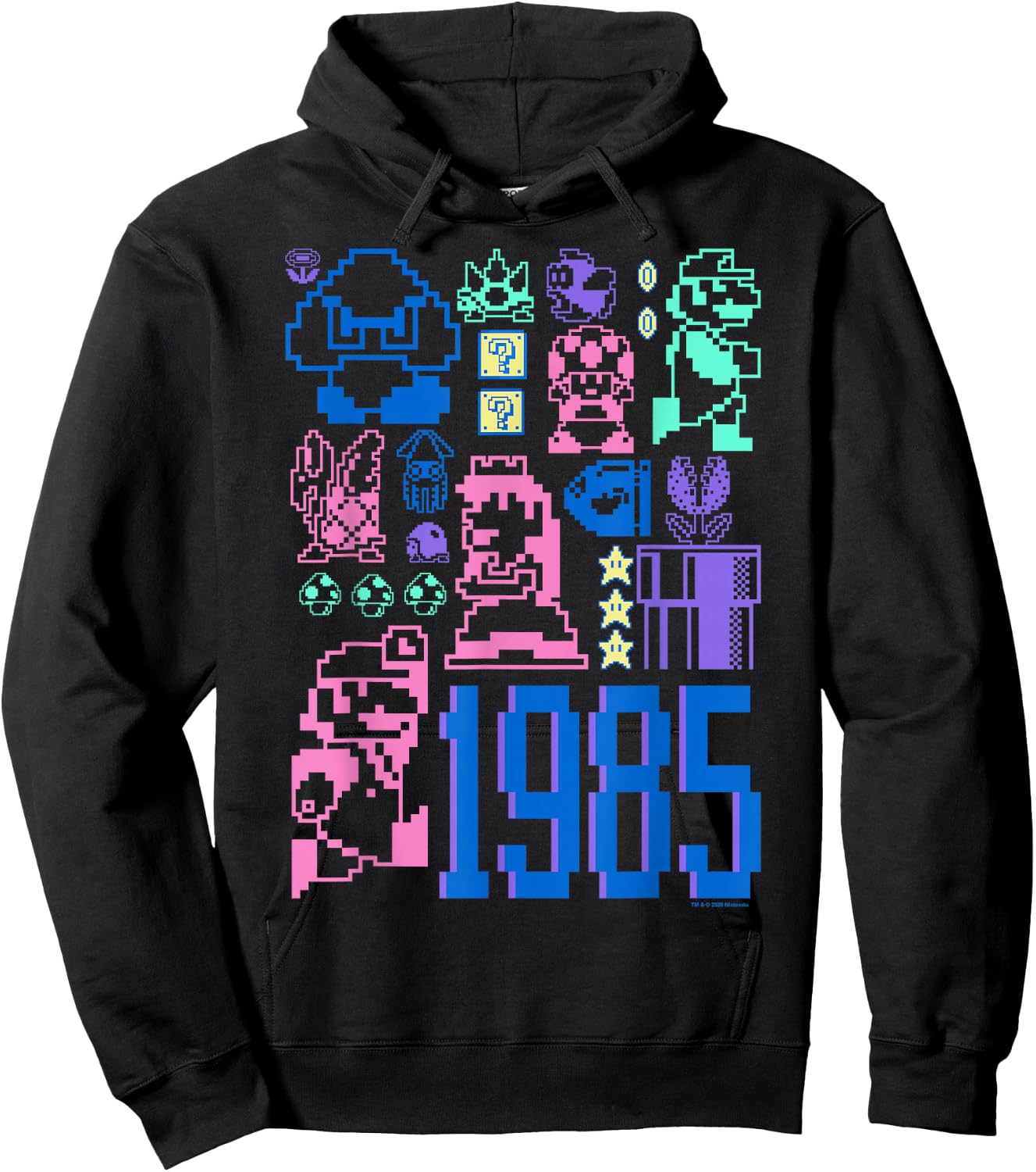 Super Mario Bros 35th Anniversary 1985 Nintendo Pixel Art Hoodie - Hoodie | Black
