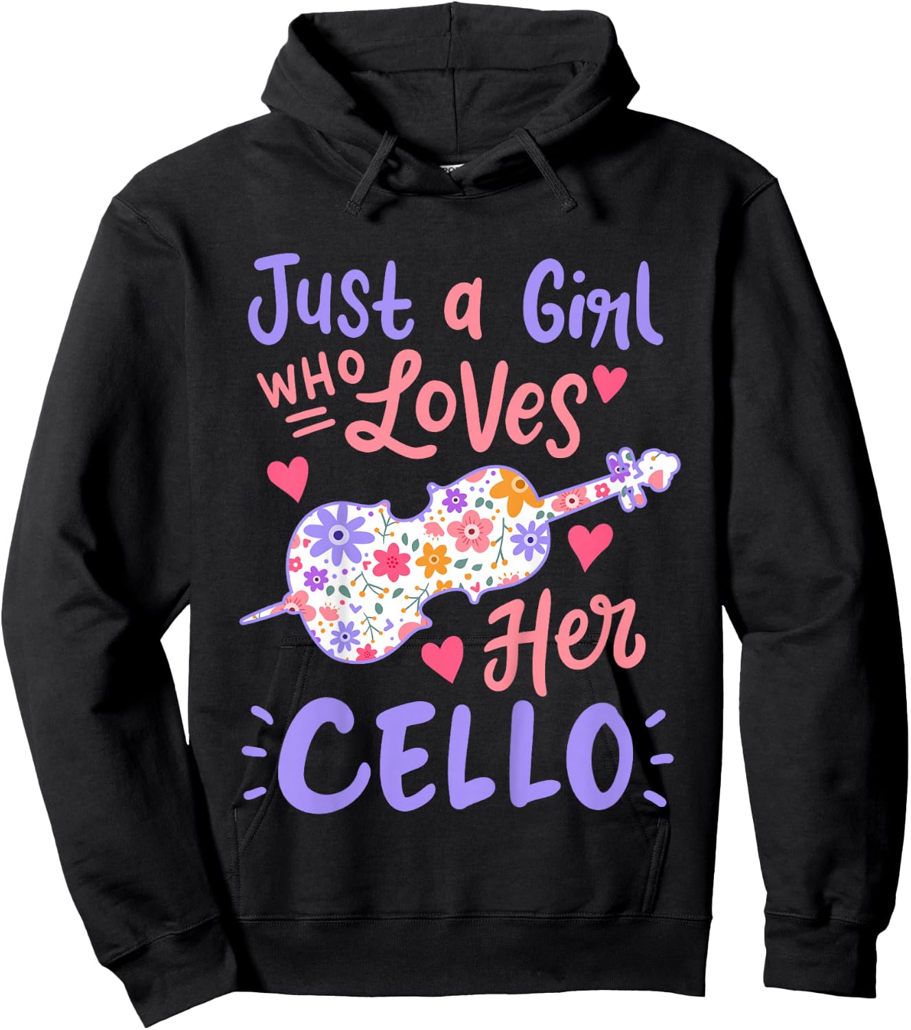 Kids Cello Cellist Just A Girl Who Loves Her Cello Gift Hoodie - Hoodie | Black
