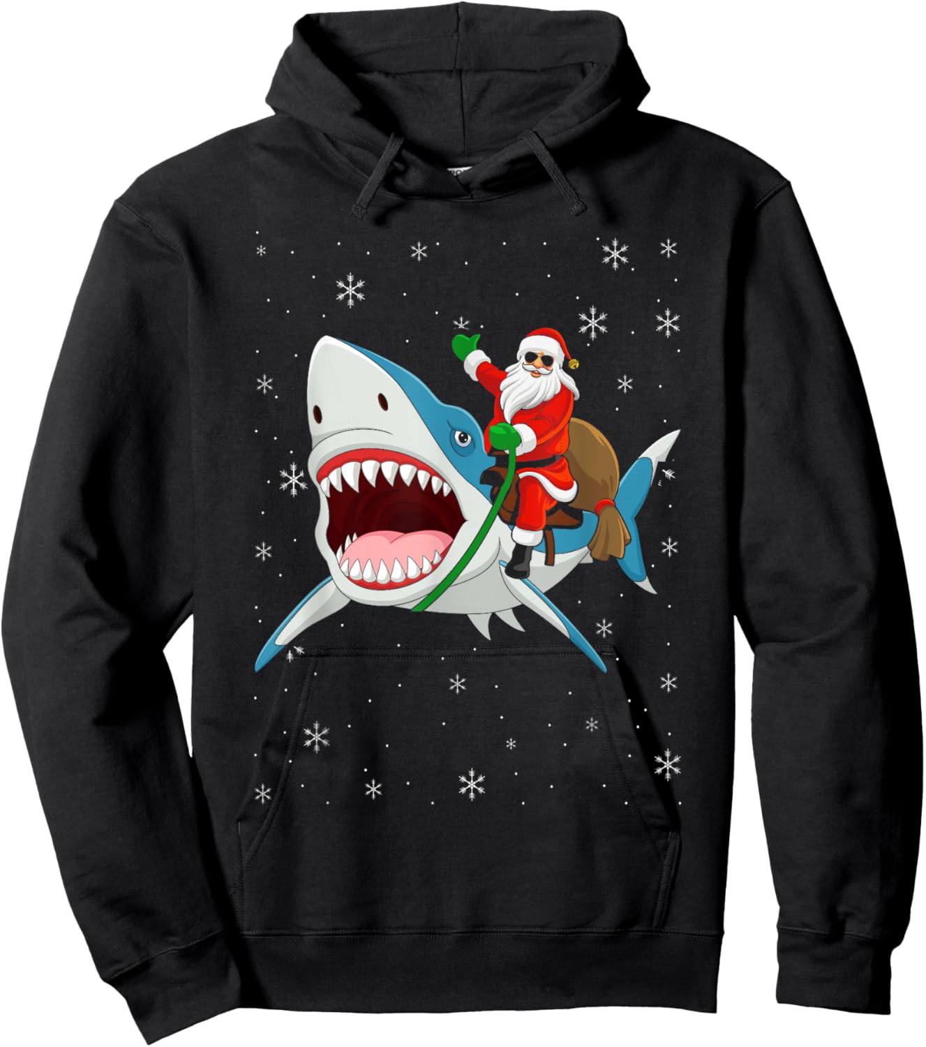 Shark Christmas Men Boys Shark Lover Santa Claus Hoodie - Hoodie | Black