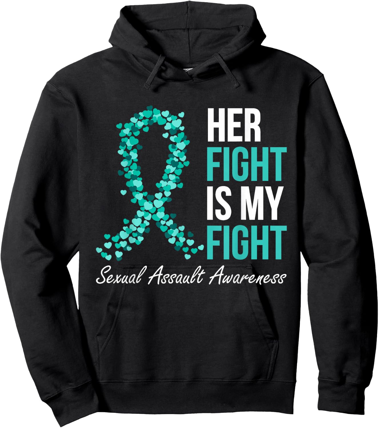 Sexual Assault Awareness Month I Wear Teal Ribbon Support Hoodie - Hoodie | Black