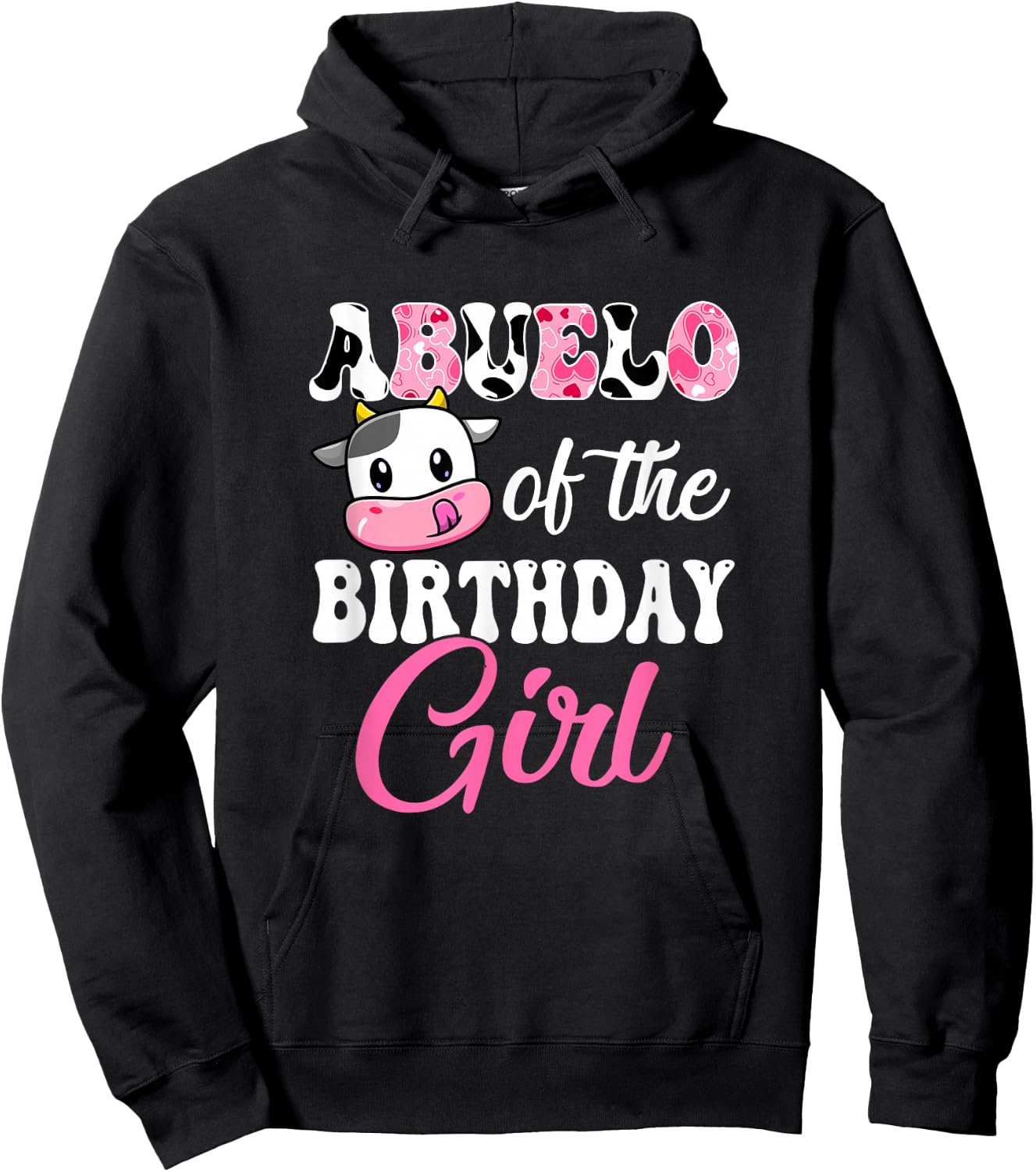 Abuelo Of The Birthday Girl Farm Cow 1St Birthday Girl Hoodie - Hoodie | Black