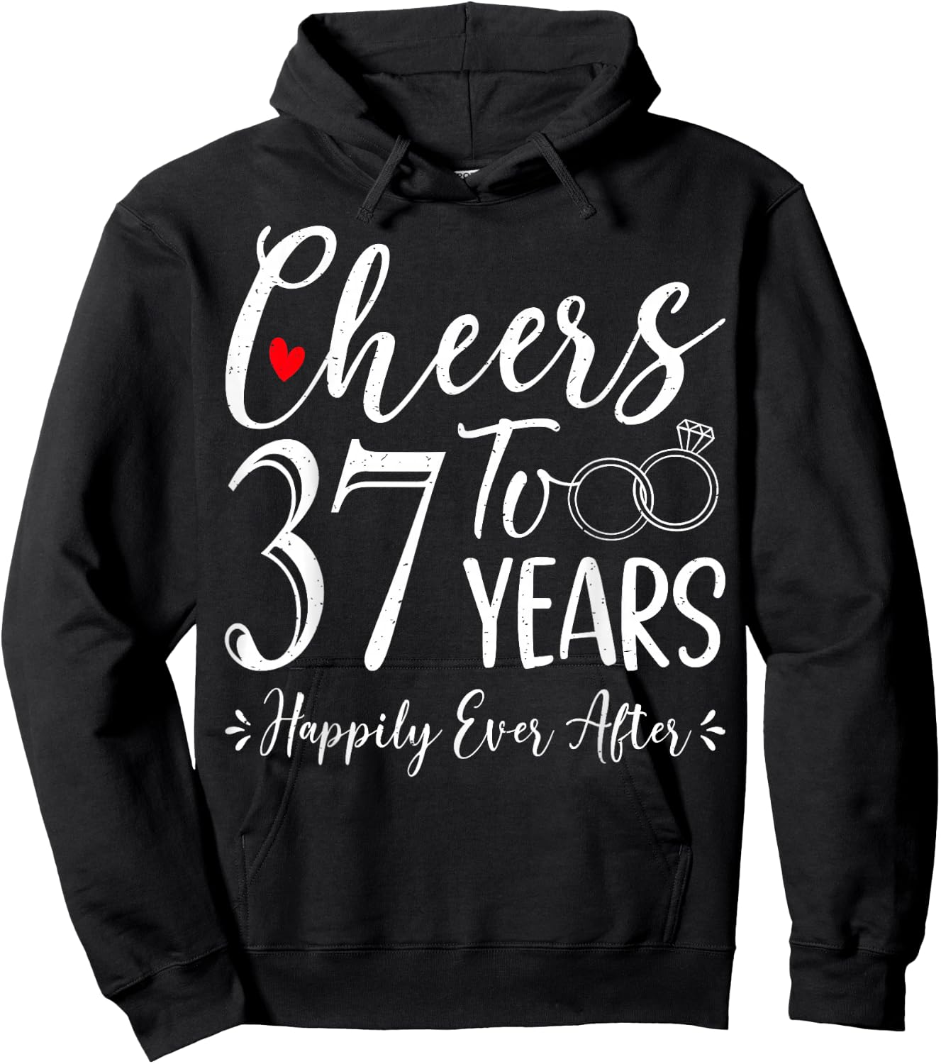 Cheers To 37 Years Happily - Husband Wife 37th Anniversary Hoodie - Hoodie | Black