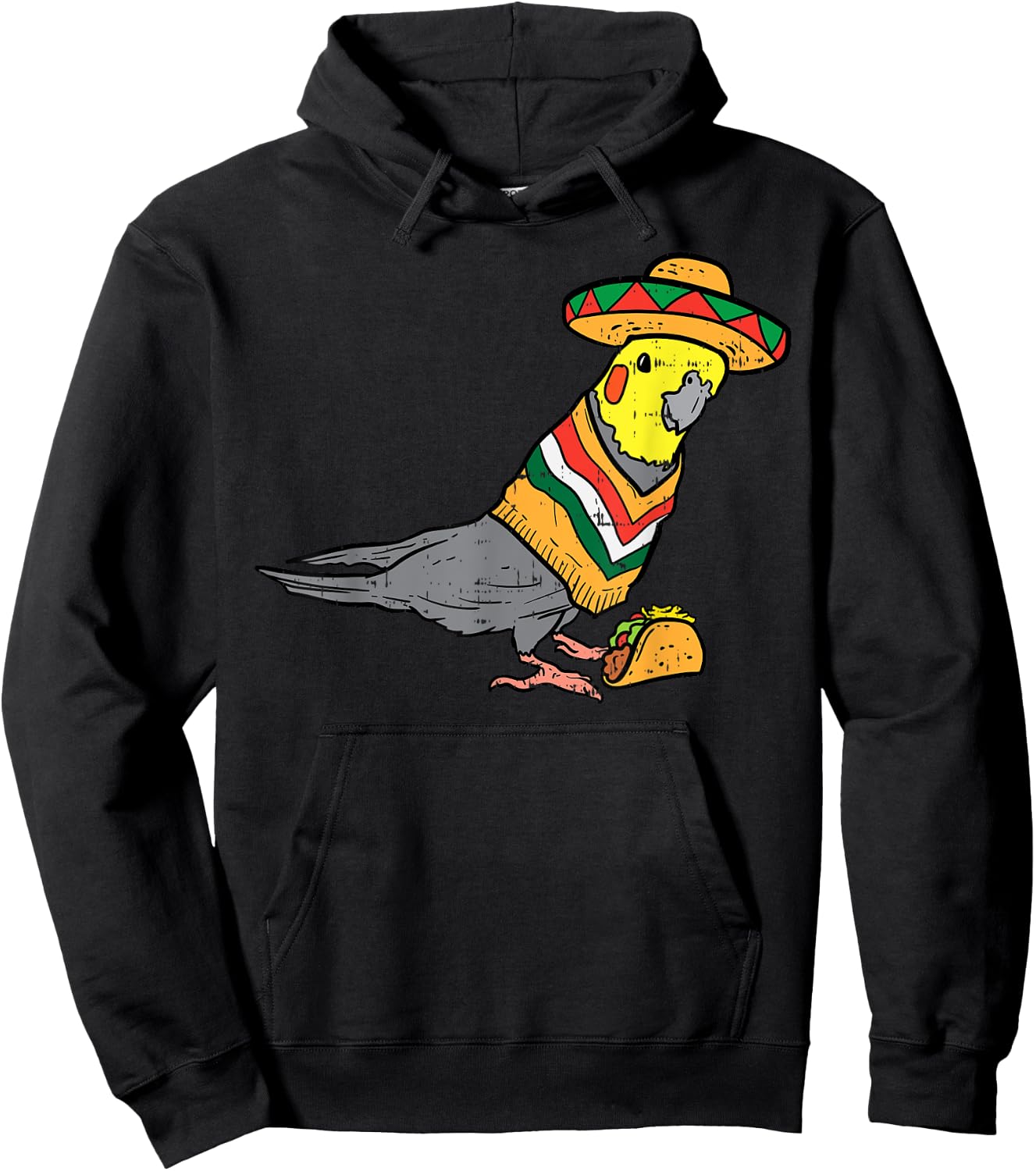 Mexican Cockatiel Bird Sombrero Taco Cute Cinco De Mayo Hoodie - Hoodie | Black