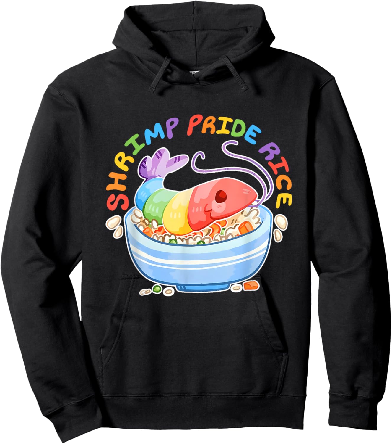 Shrimp Pride Rice LGBTQ Pride Flag Month Design Hoodie - Hoodie | Black